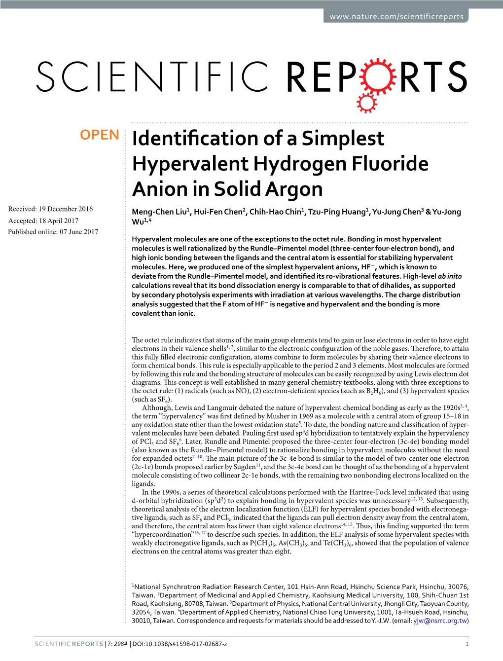 Identification of a Simplest Hypervalent Hydrogen Fluoride