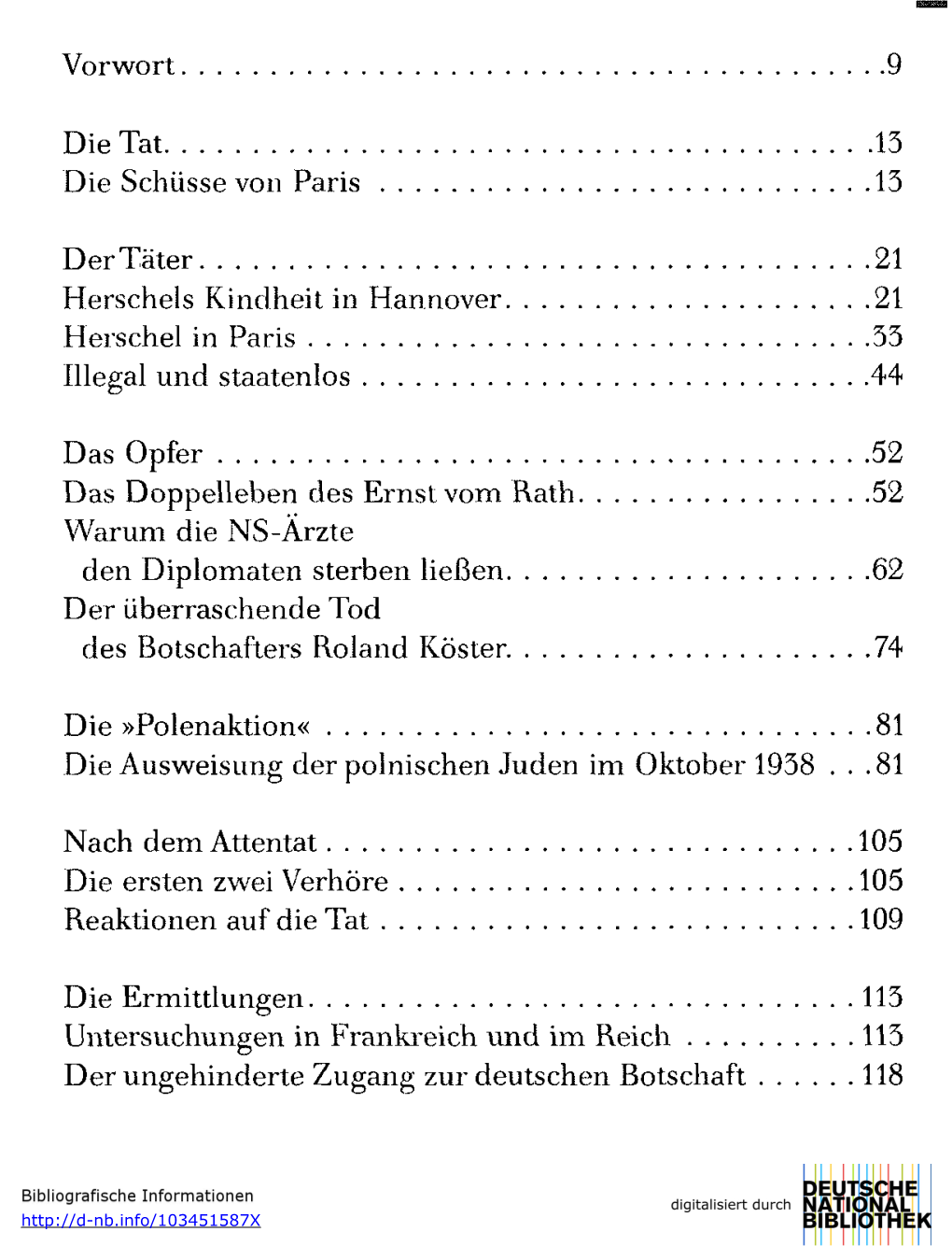 Vorwort 9 Die Tat 13 Die Schüsse Von Paris 13 Der Täter 21 Herschels