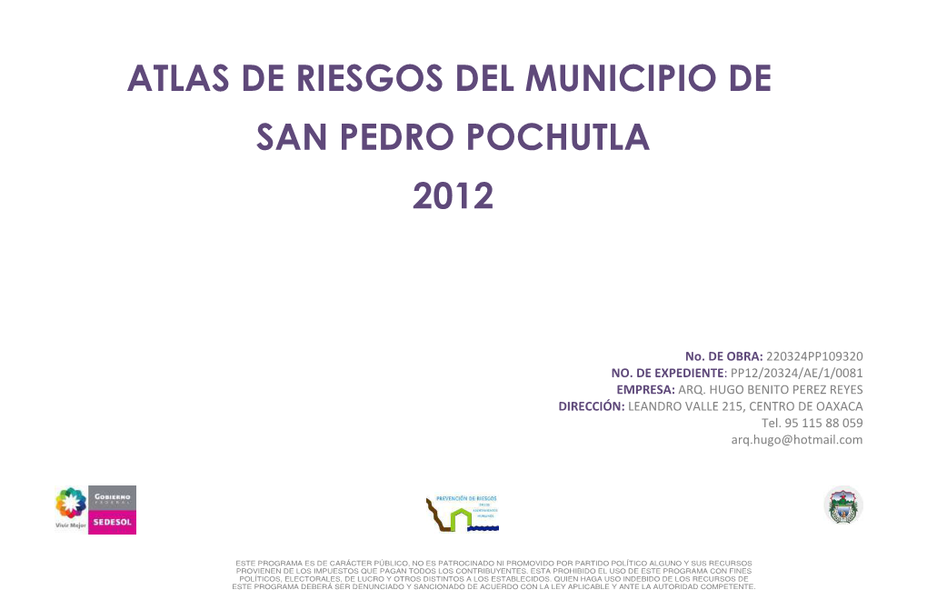 Atlas De Riesgos Del Municipio De San Pedro Pochutla 2012