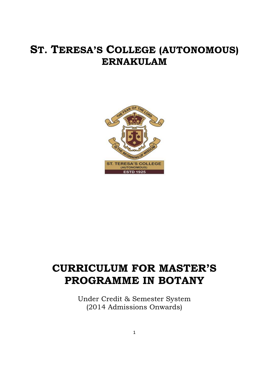 Curriculum for Master's Programme in Botany