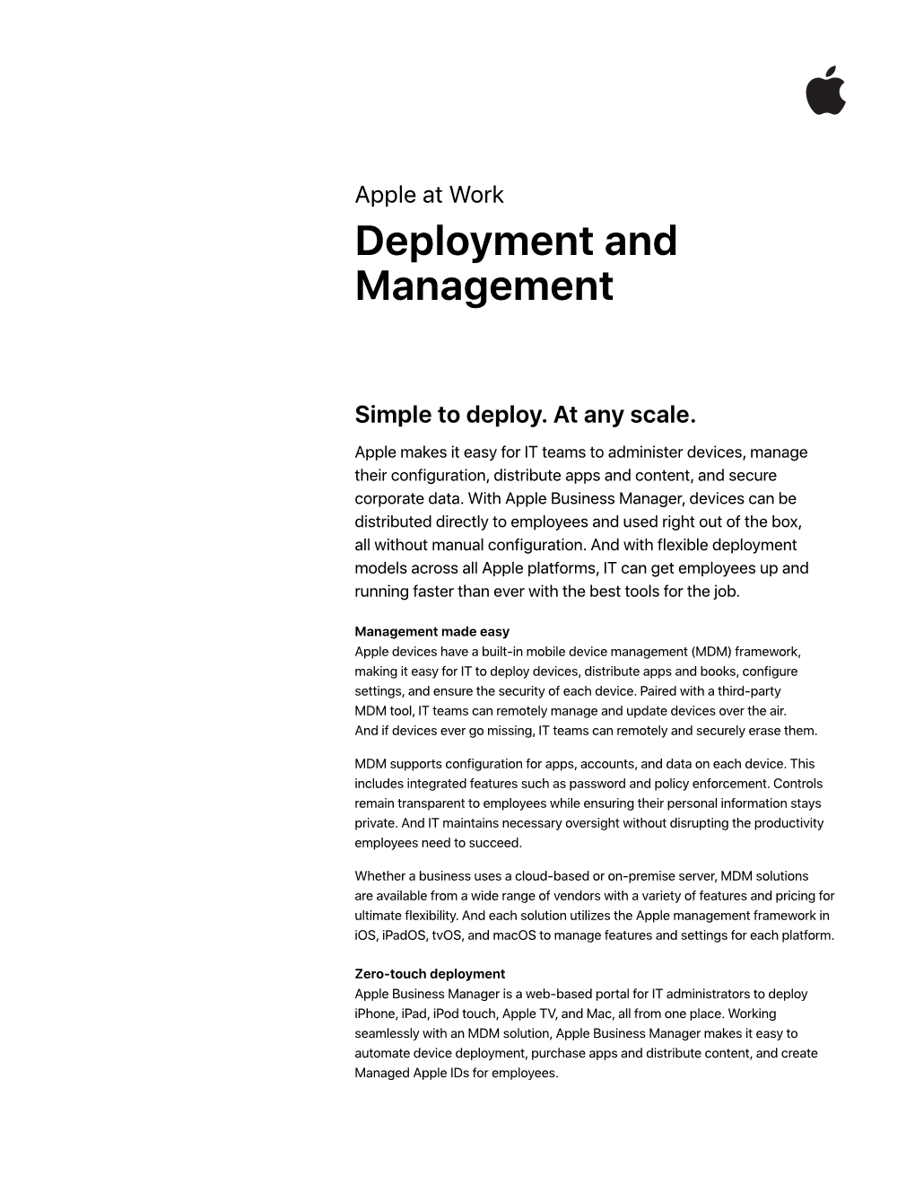 Apple at Work Deployment and Management White Paper