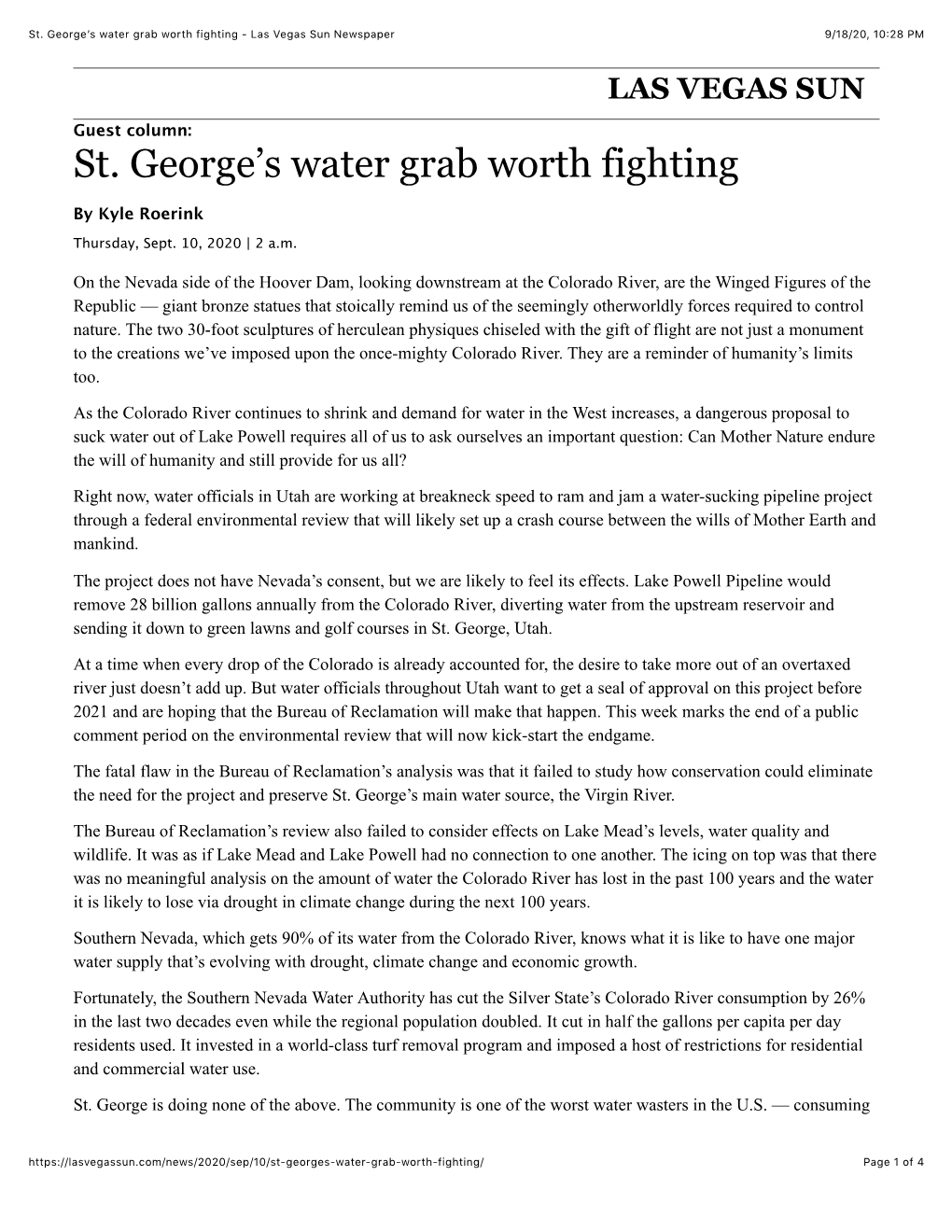 St. George's Water Grab Worth Fighting