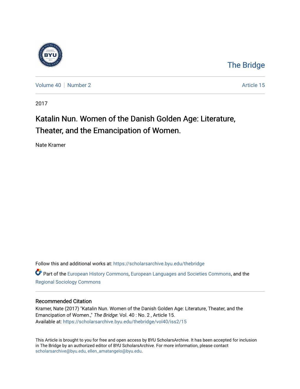 Katalin Nun. Women of the Danish Golden Age: Literature, Theater, and the Emancipation of Women