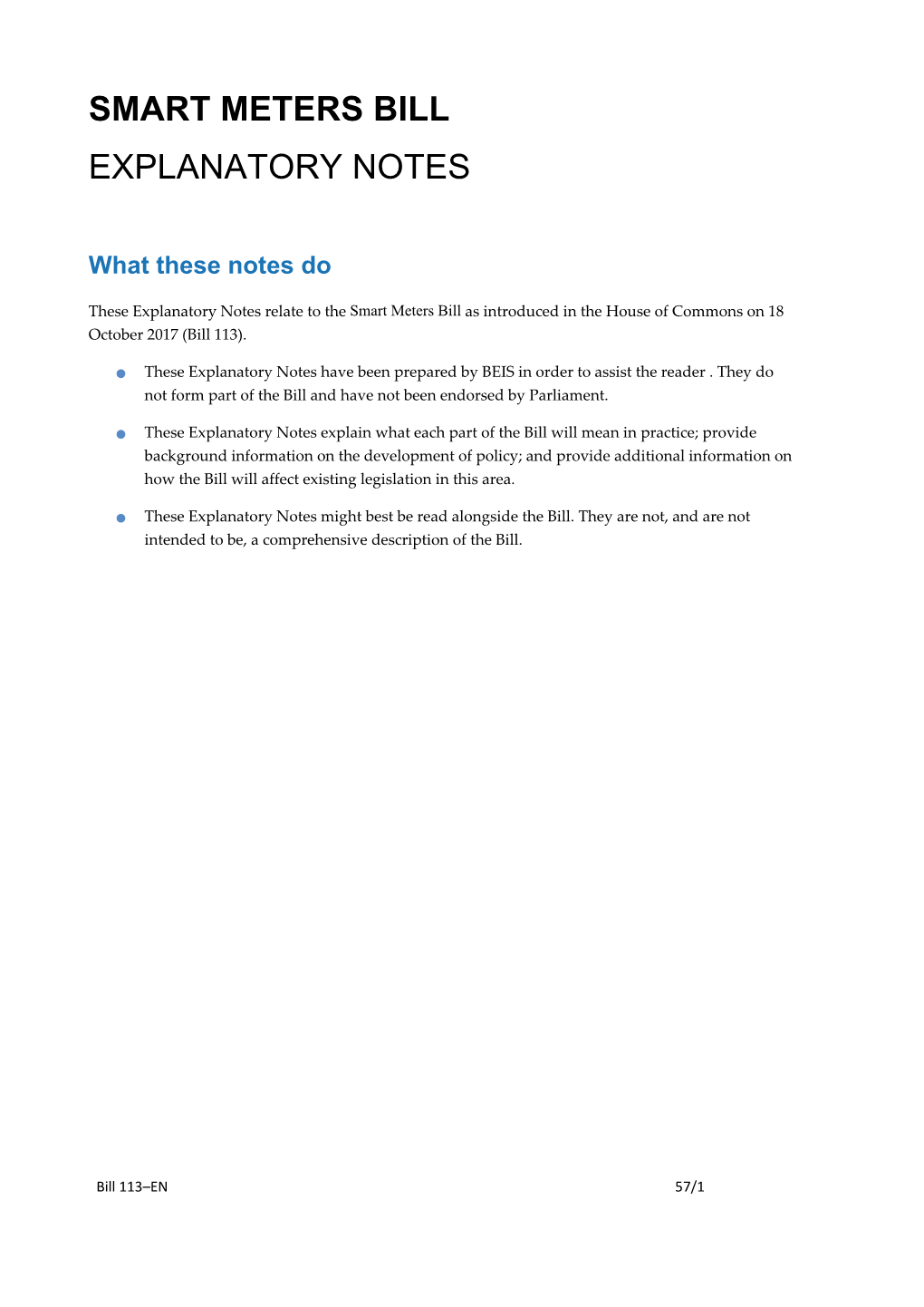 Smart Meters Bill Explanatory Notes