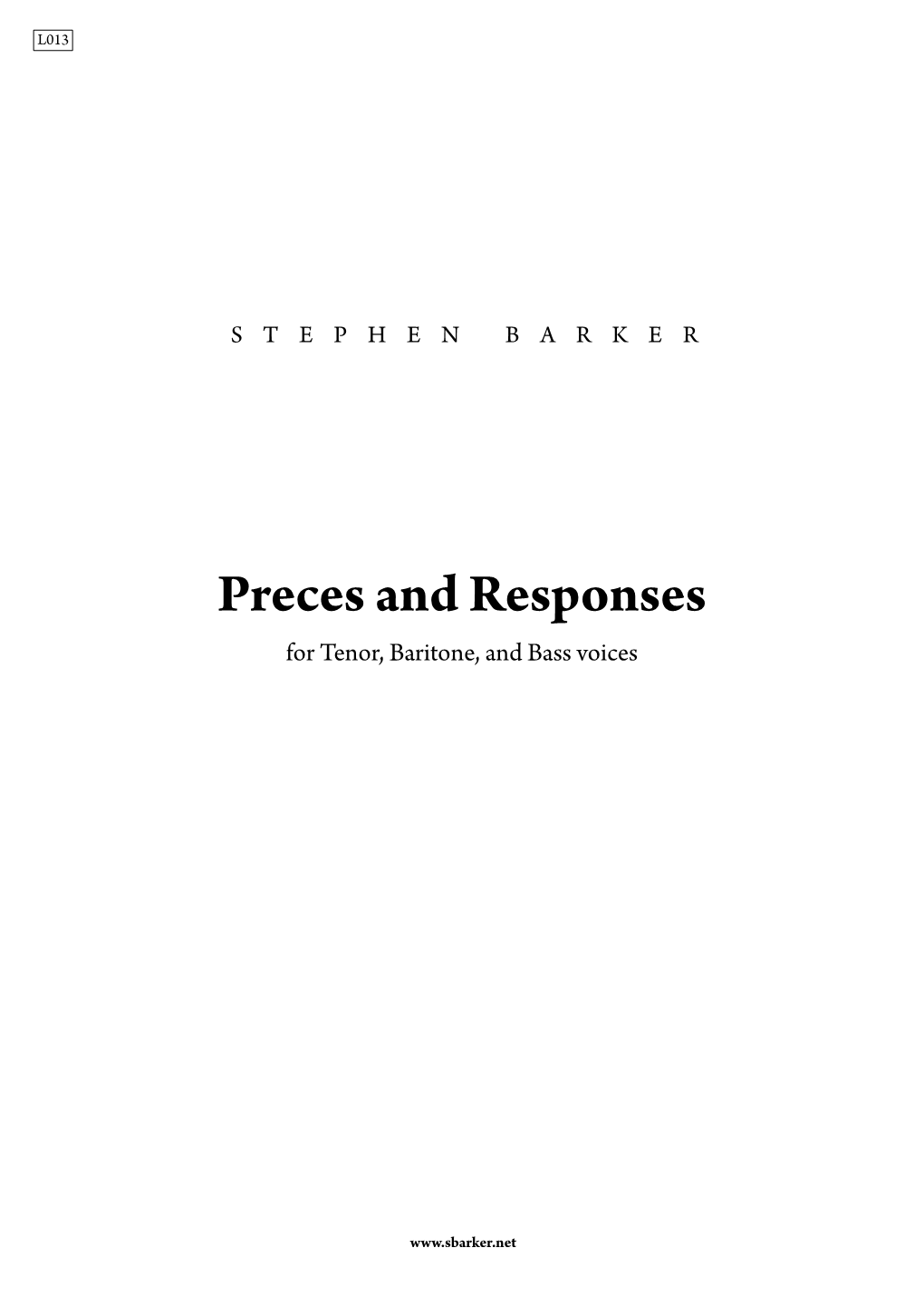 Preces and Responses for Tenor, Baritone, and Bass Voices