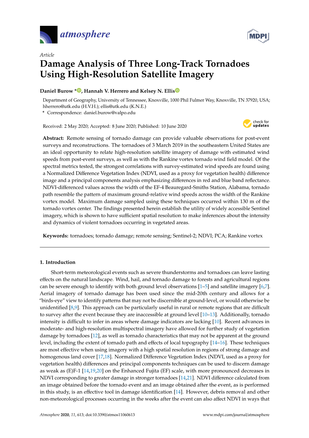 Damage Analysis of Three Long-Track Tornadoes Using High-Resolution Satellite Imagery