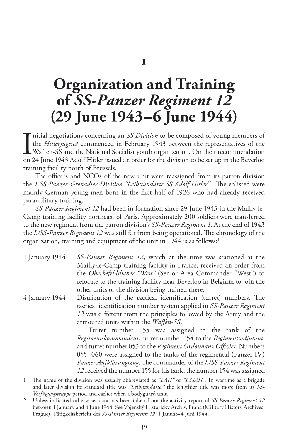 Organization and Training of SS-Panzer Regiment 12 (29 June