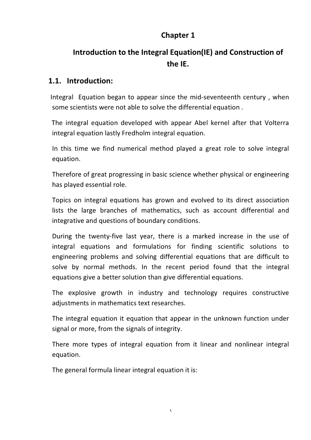 Chapter 1 Introduction to the Integral Equation(IE) and Construction Of