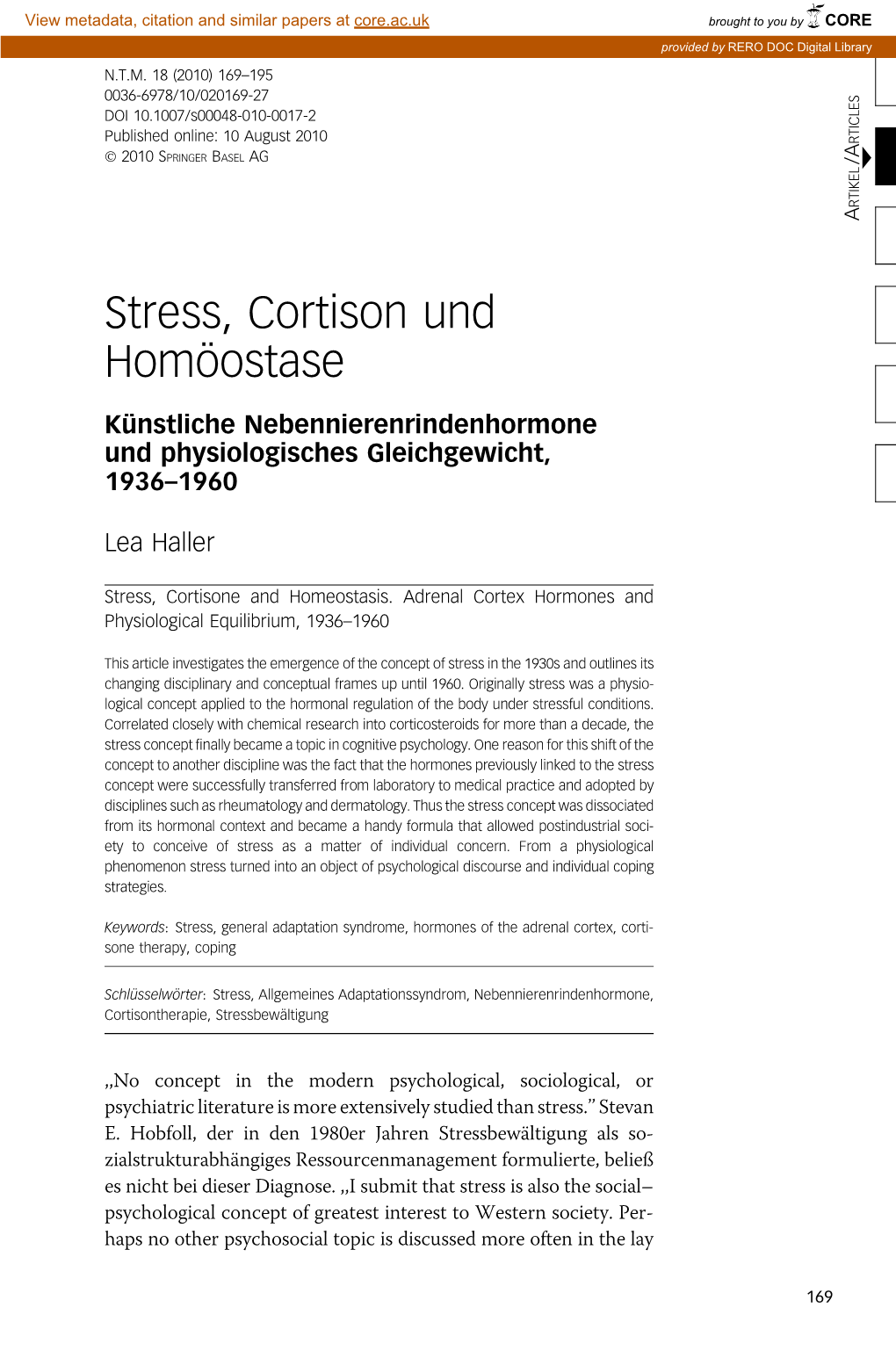 Stress, Cortison Und Homöostase