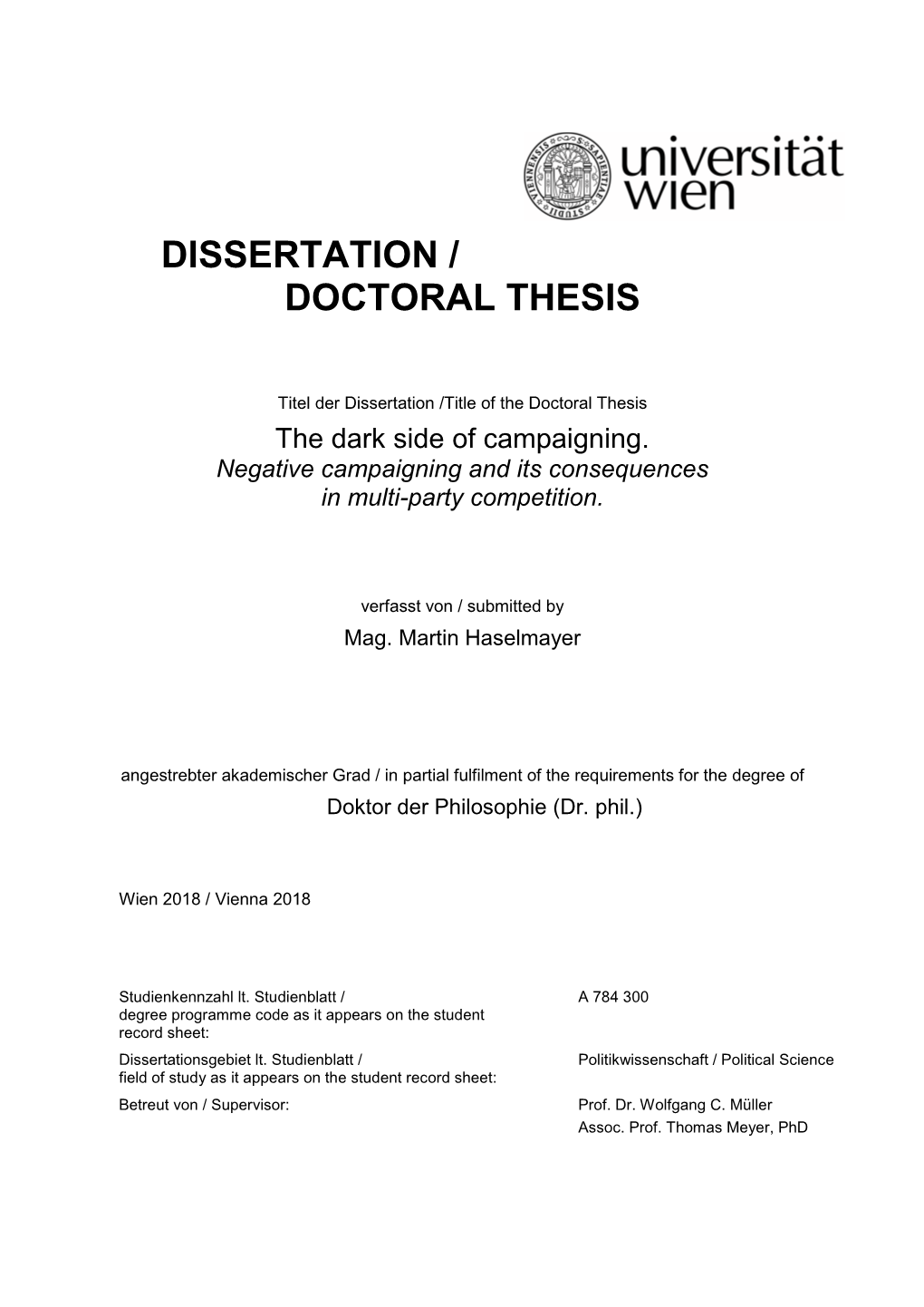 Dissertation / Doctoral Thesis