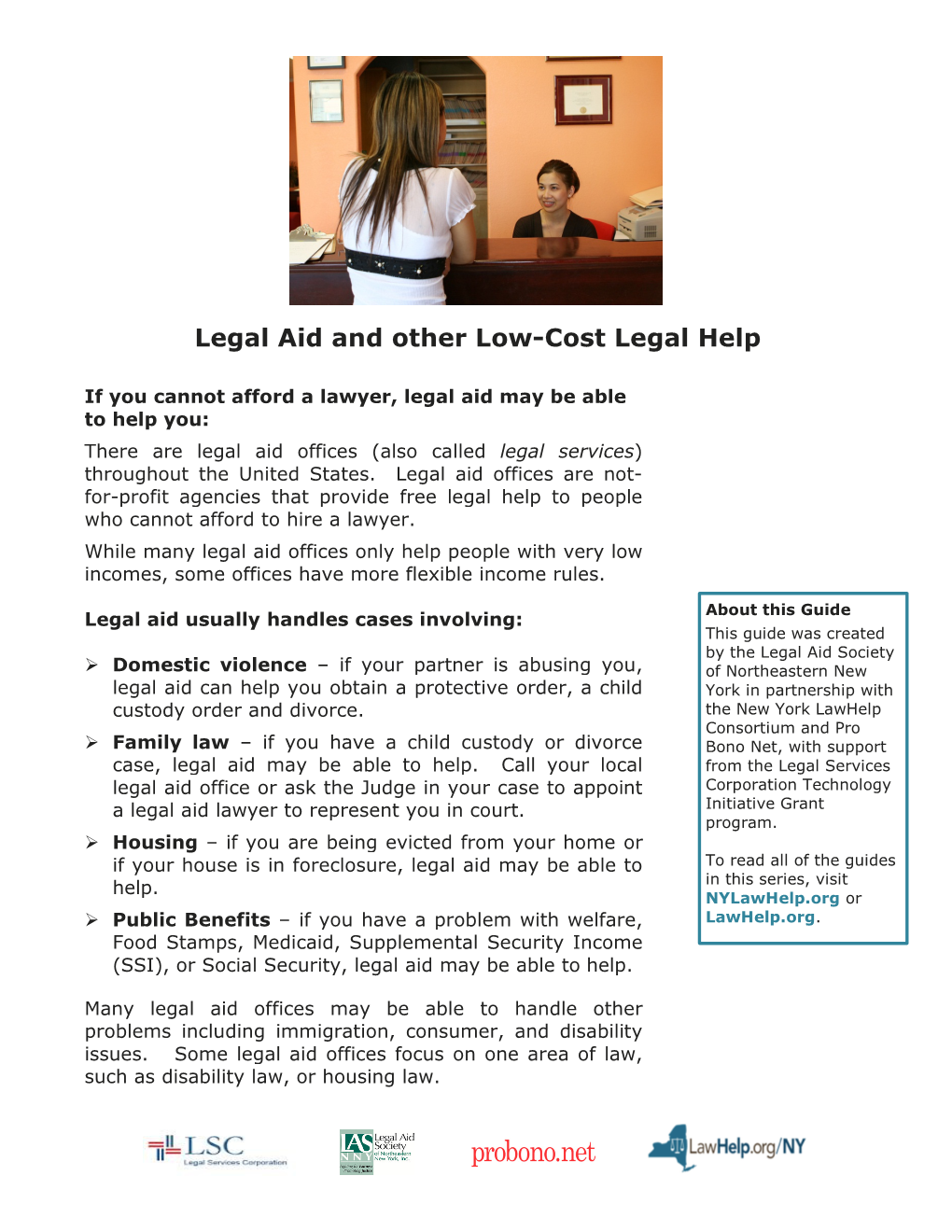 Legal Aid and Other Low-Cost Legal Help