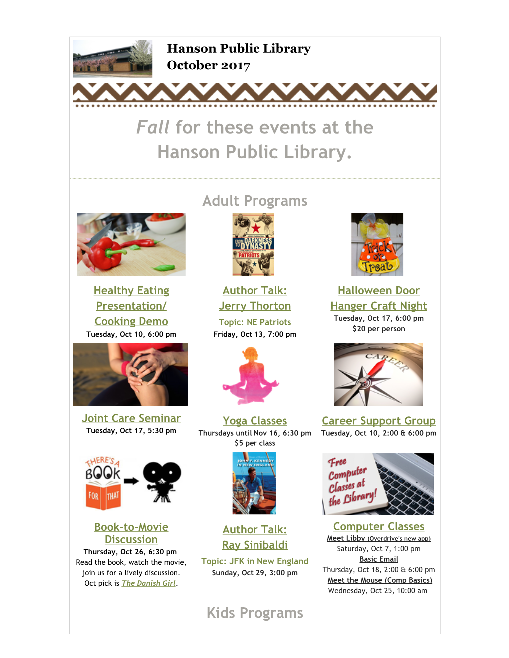 Fall for These Events at the Hanson Public Library