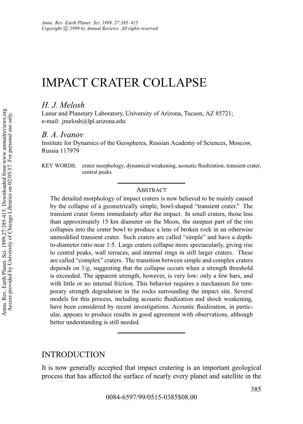 Impact Crater Collapse