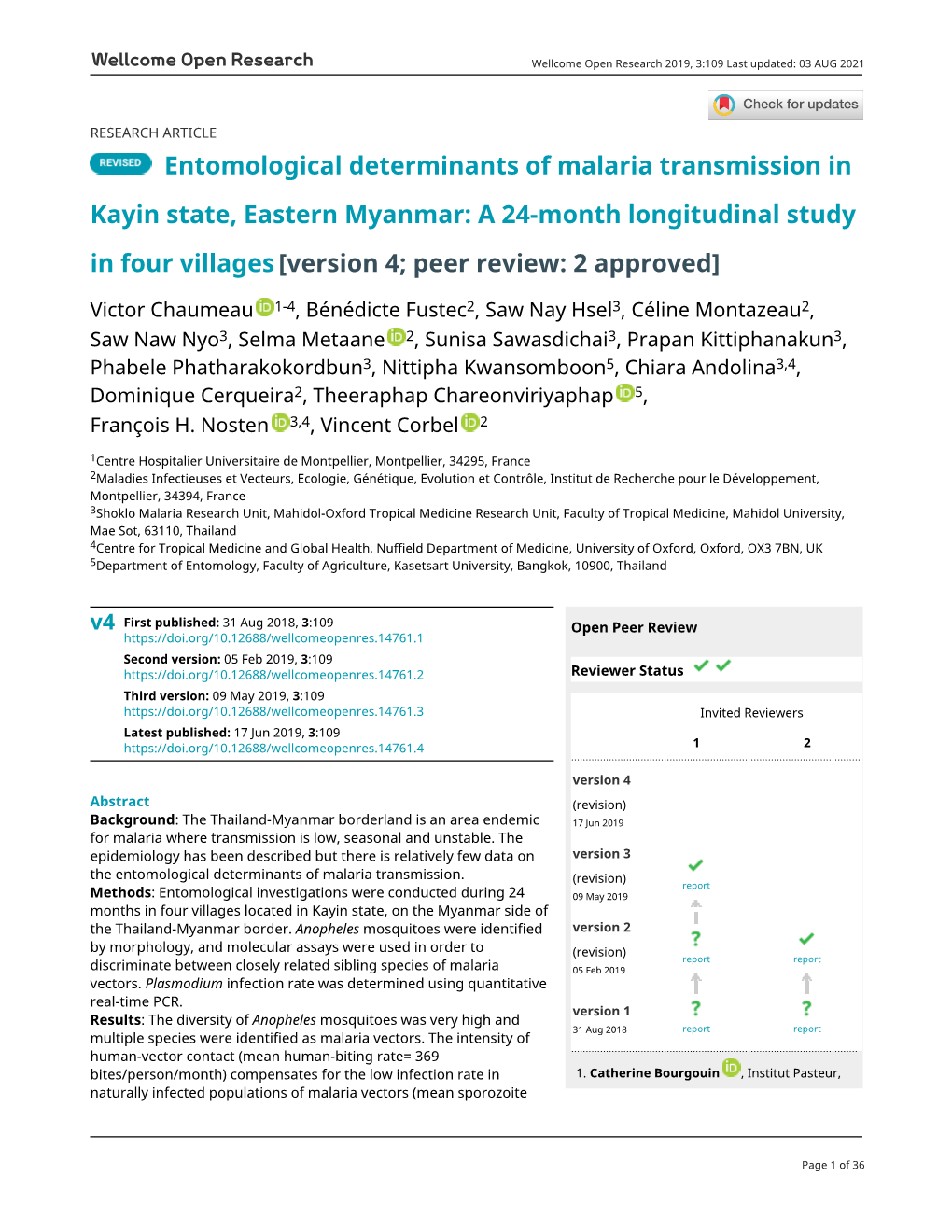 Entomological Determinants of Malaria