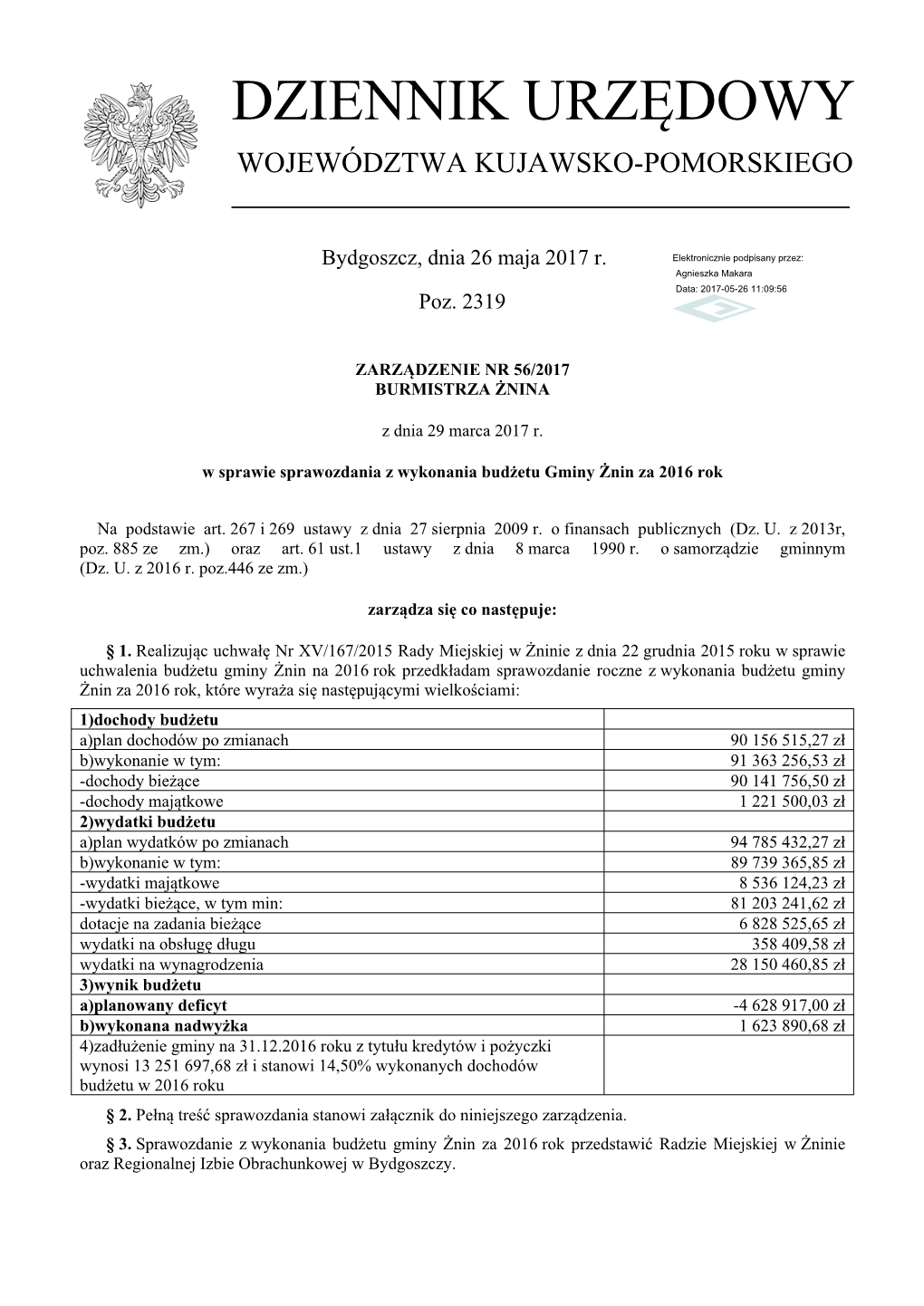 Zarzadzenie Nr 56/2017 Z Dnia 29 Marca 2017 R