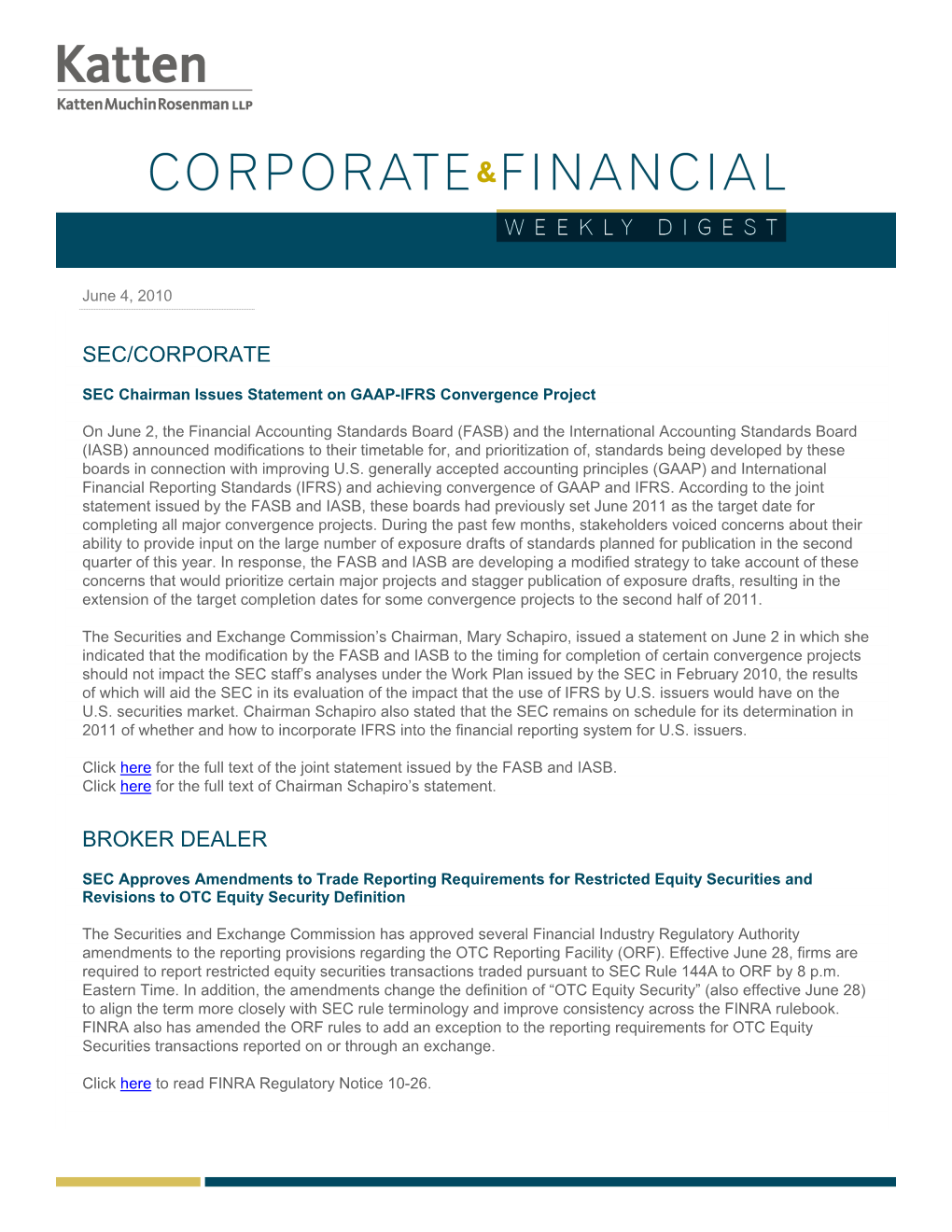 Corporate and Financial Weekly Digest)