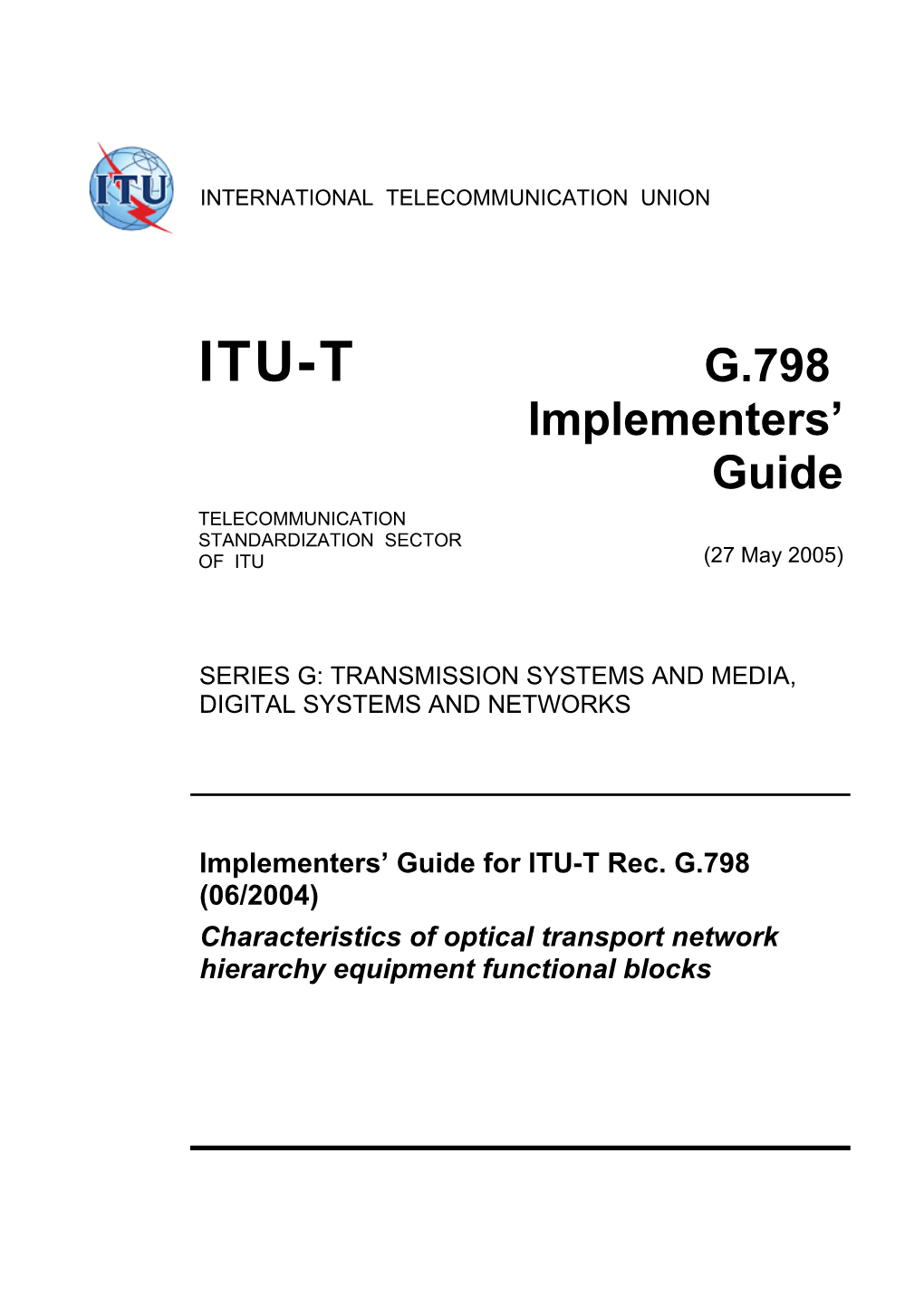 H.323 Series Implementers Guide - January 2004