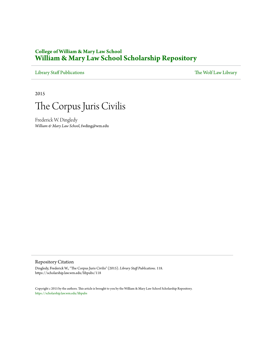 The Corpus Juris Civilis