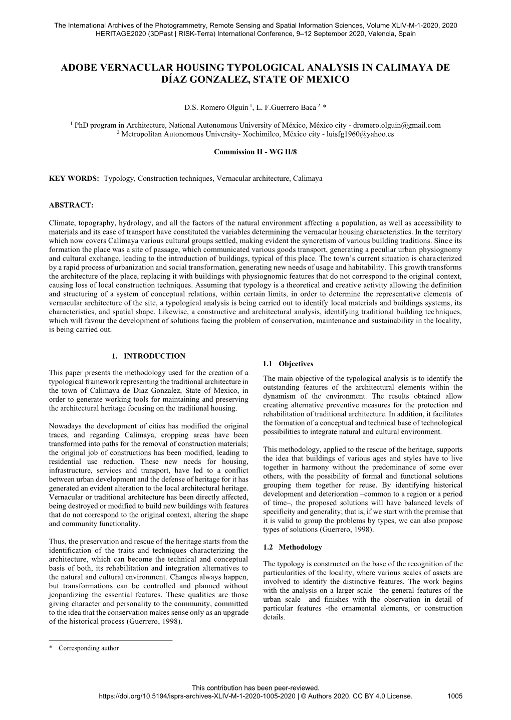 Adobe Vernacular Housing Typological Analysis in Calimaya De Díaz Gonzalez, State of Mexico