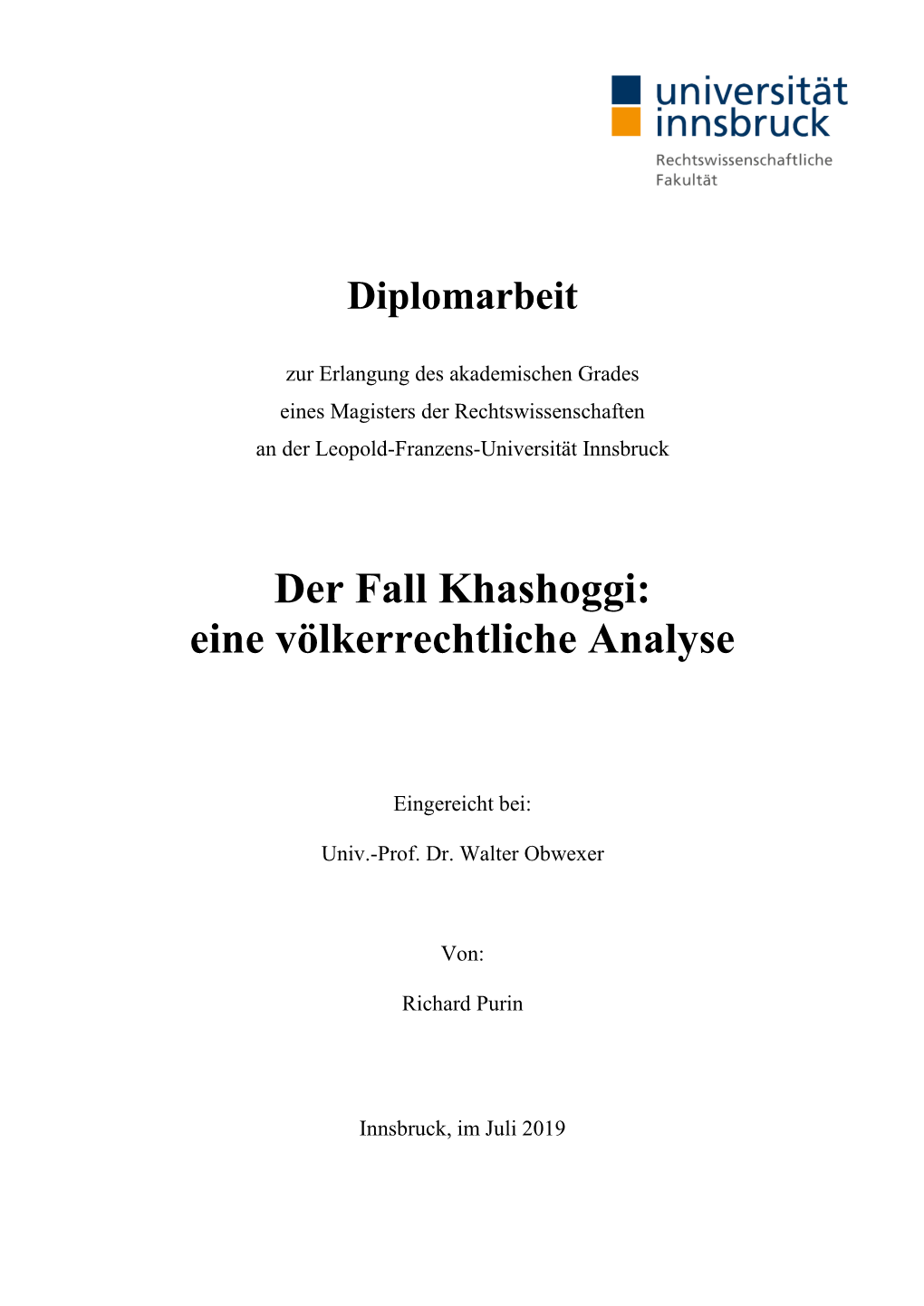 Der Fall Khashoggi: Eine Völkerrechtliche Analyse