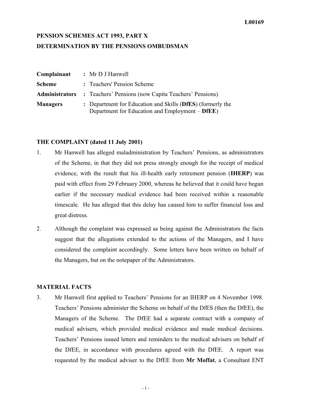 Pension Schemes Act 1993, Part X s29