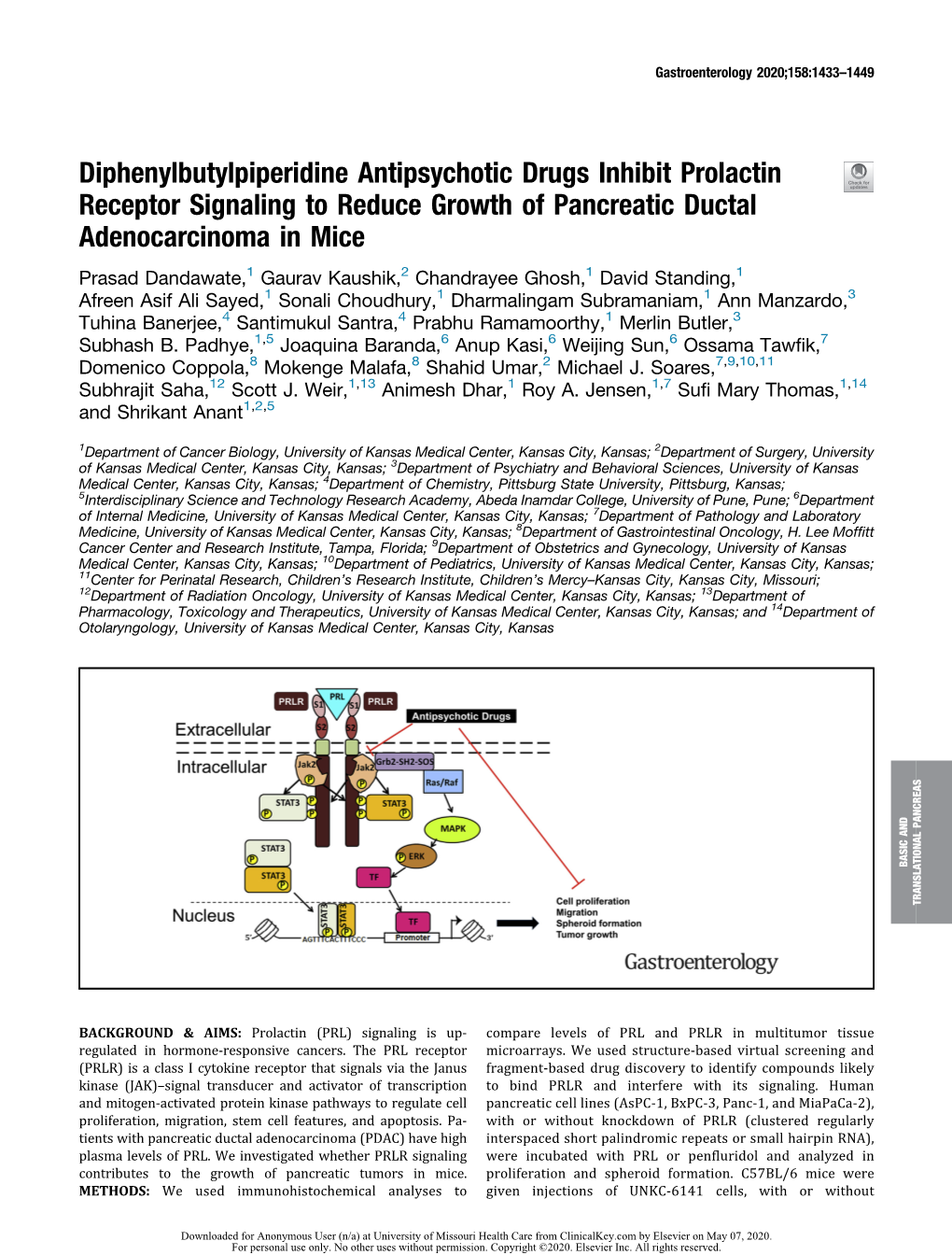 Diphenylbutylpiperidine Antipsychotic Drugs Inhibit Prolactin Receptor