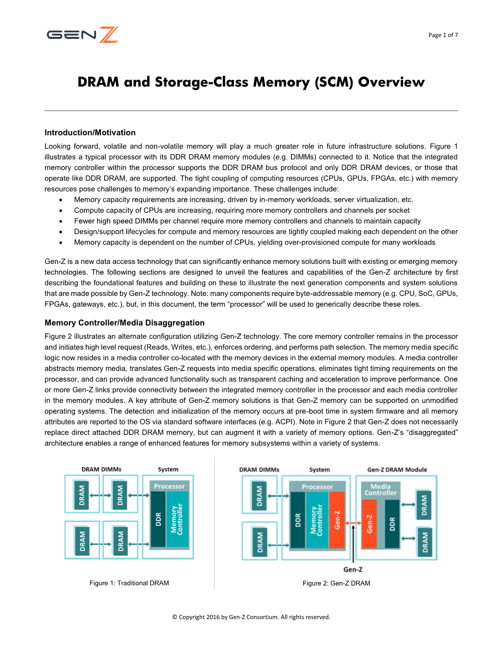 DRAM and Storage-Class Memory (SCM) Overview