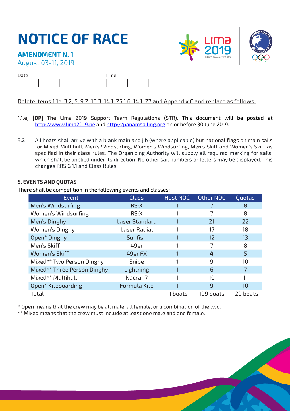 Notice of Race Amendment N