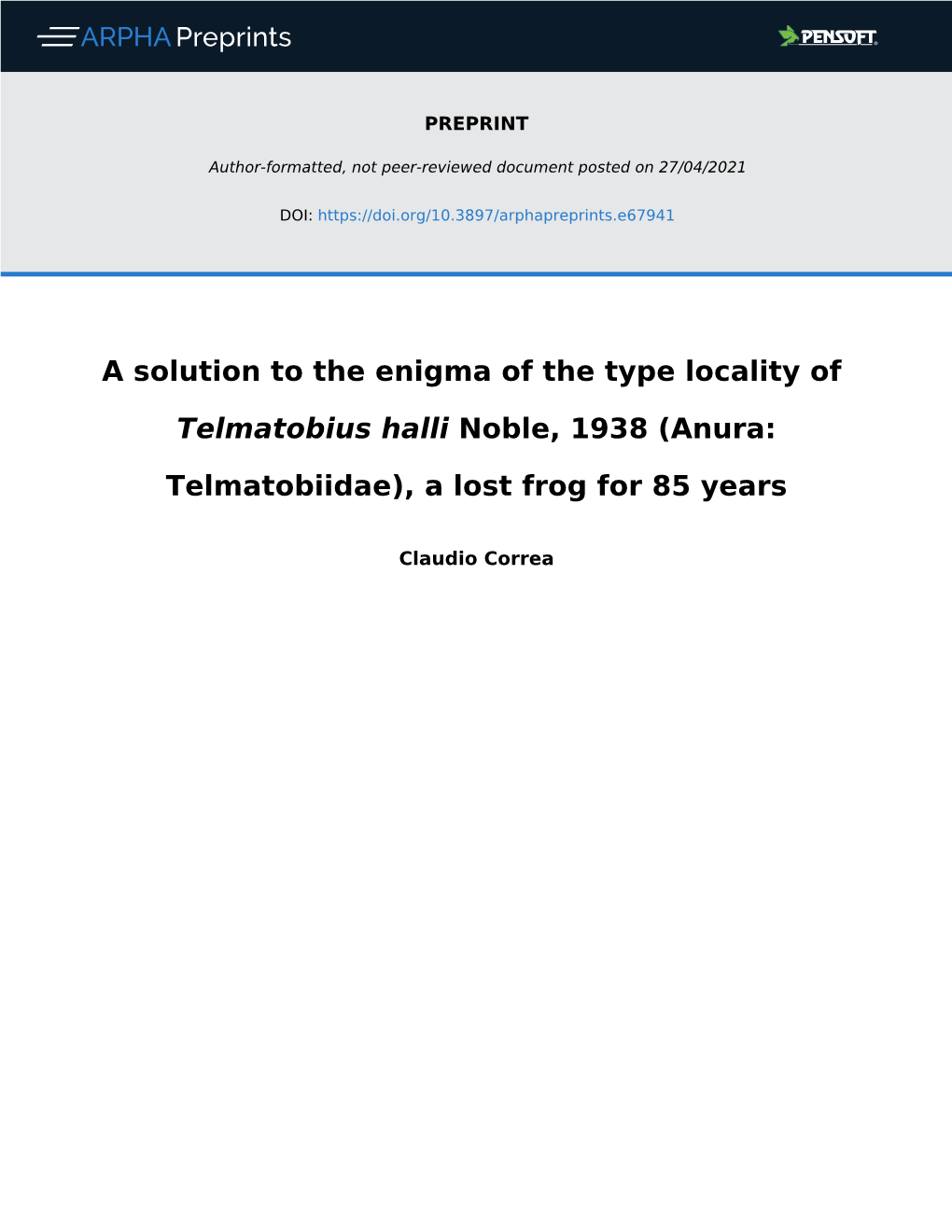 A Solution to the Enigma of the Type Locality Of