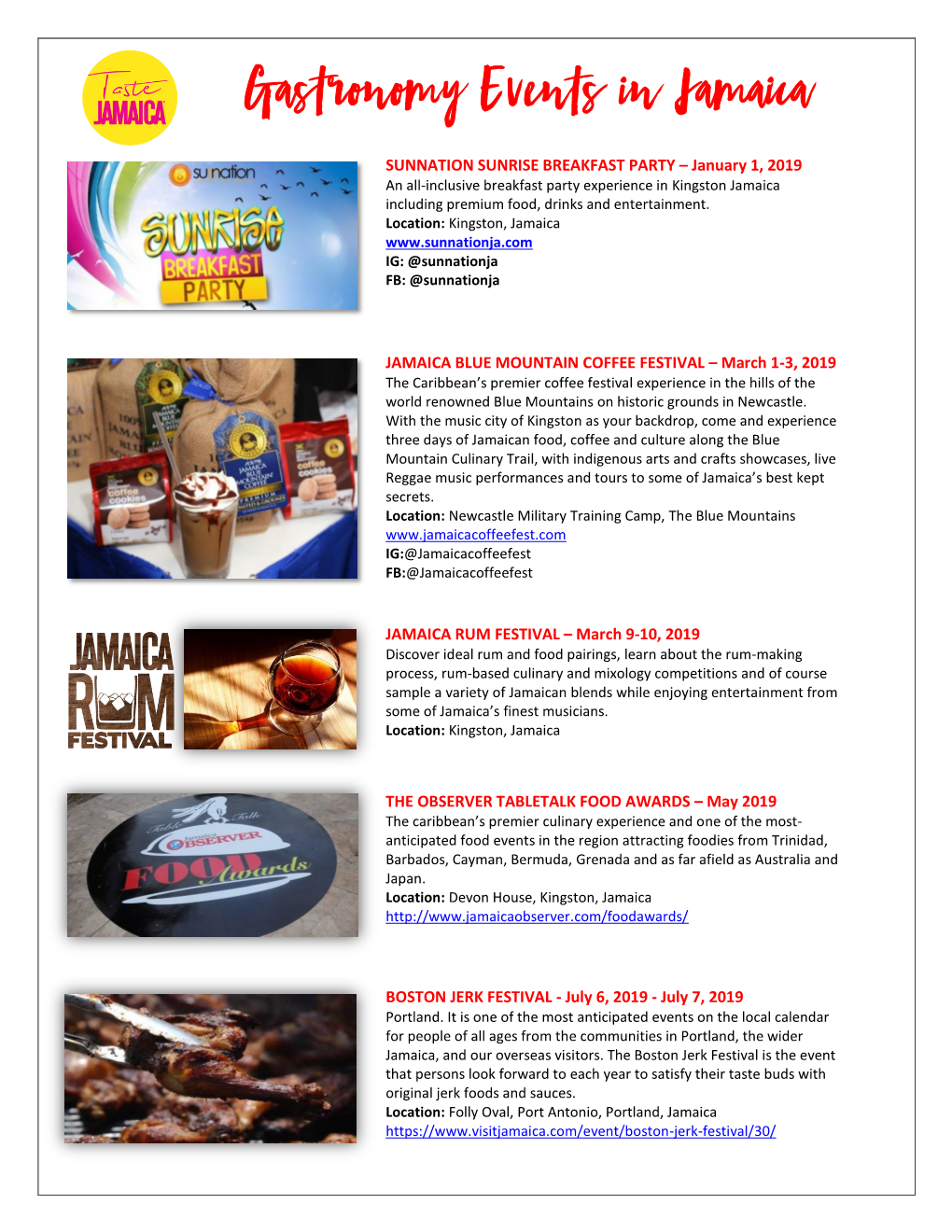 Gastronomy Events in Jamaica