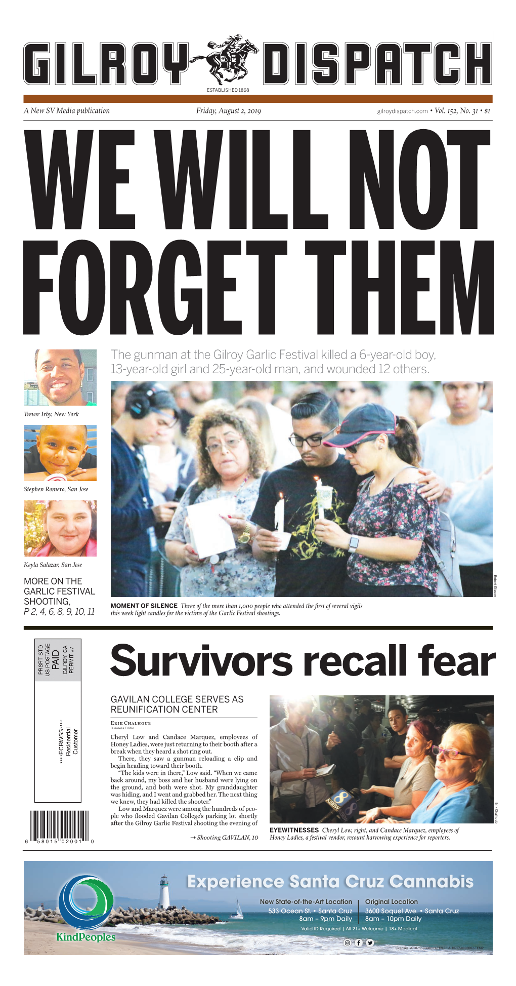 Survivors Recall Fear GAVILAN COLLEGE SERVES AS REUNIFICATION CENTER