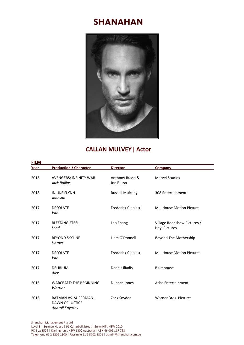 CALLAN MULVEY| Actor