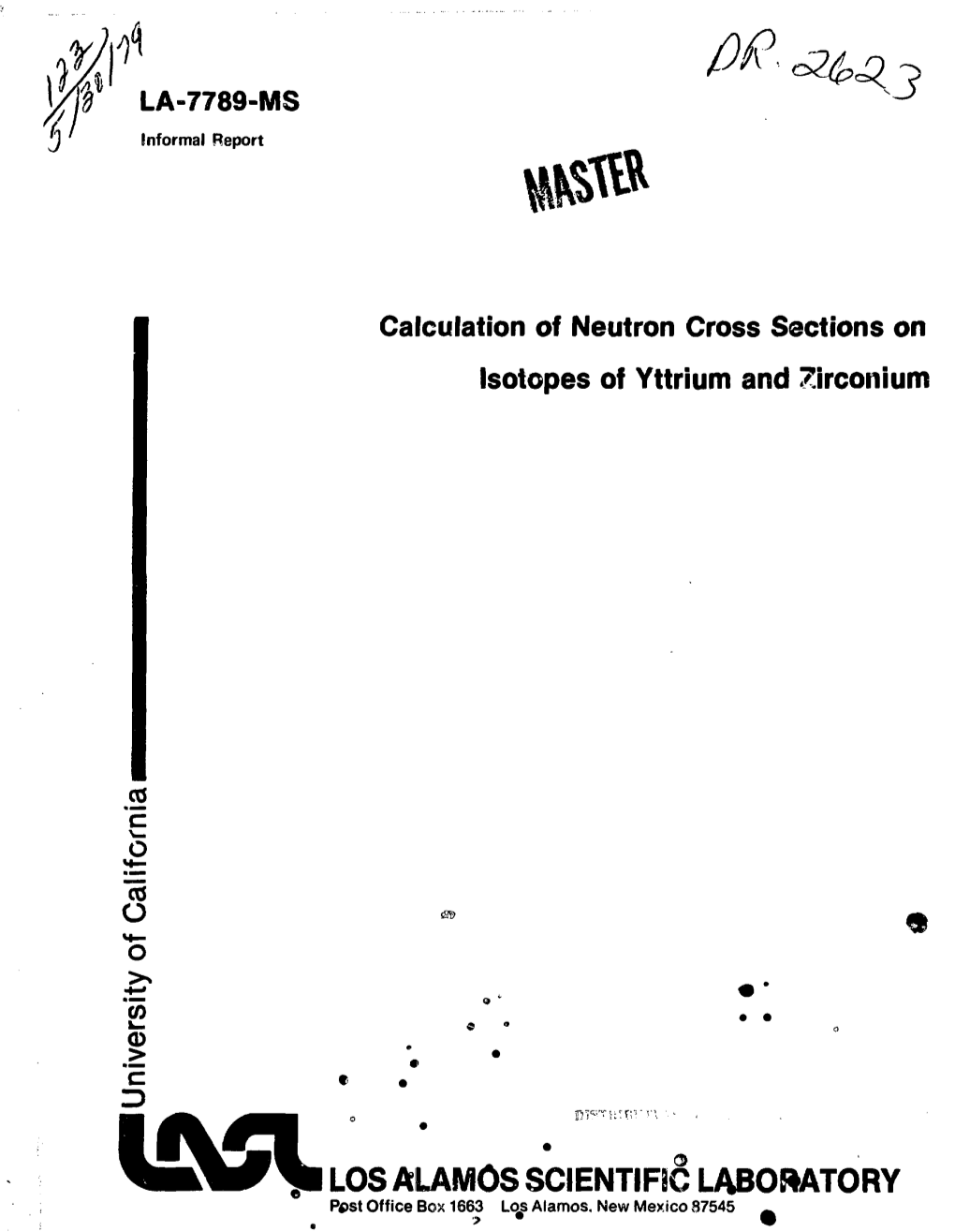 Calculation of Neutron Cross Sections on Isotopes of Yttrium and Zirconium