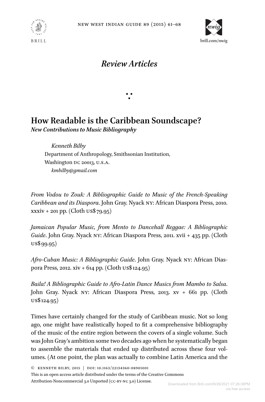 Reviewarticles How Readable Is the Caribbean Soundscape?