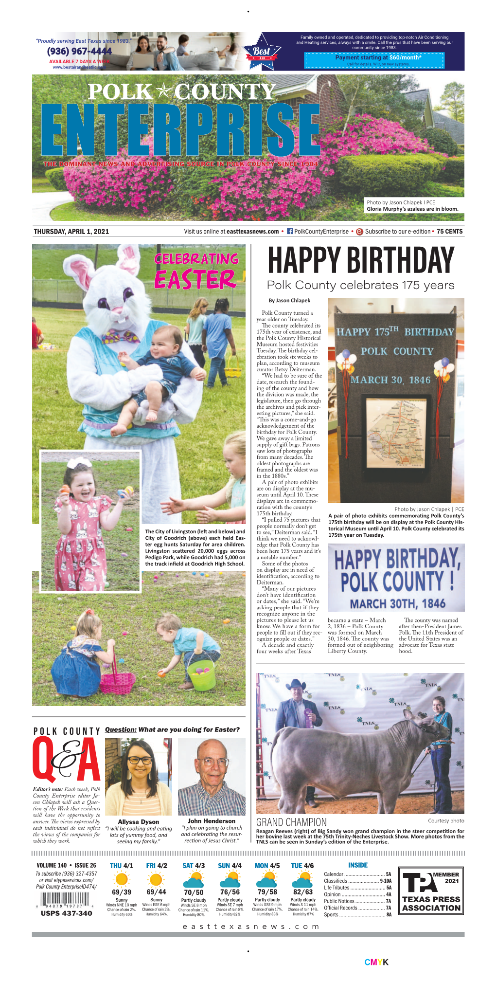 HAPPY BIRTHDAY Easter Polk County Celebrates 175 Years by Jason Chlapek