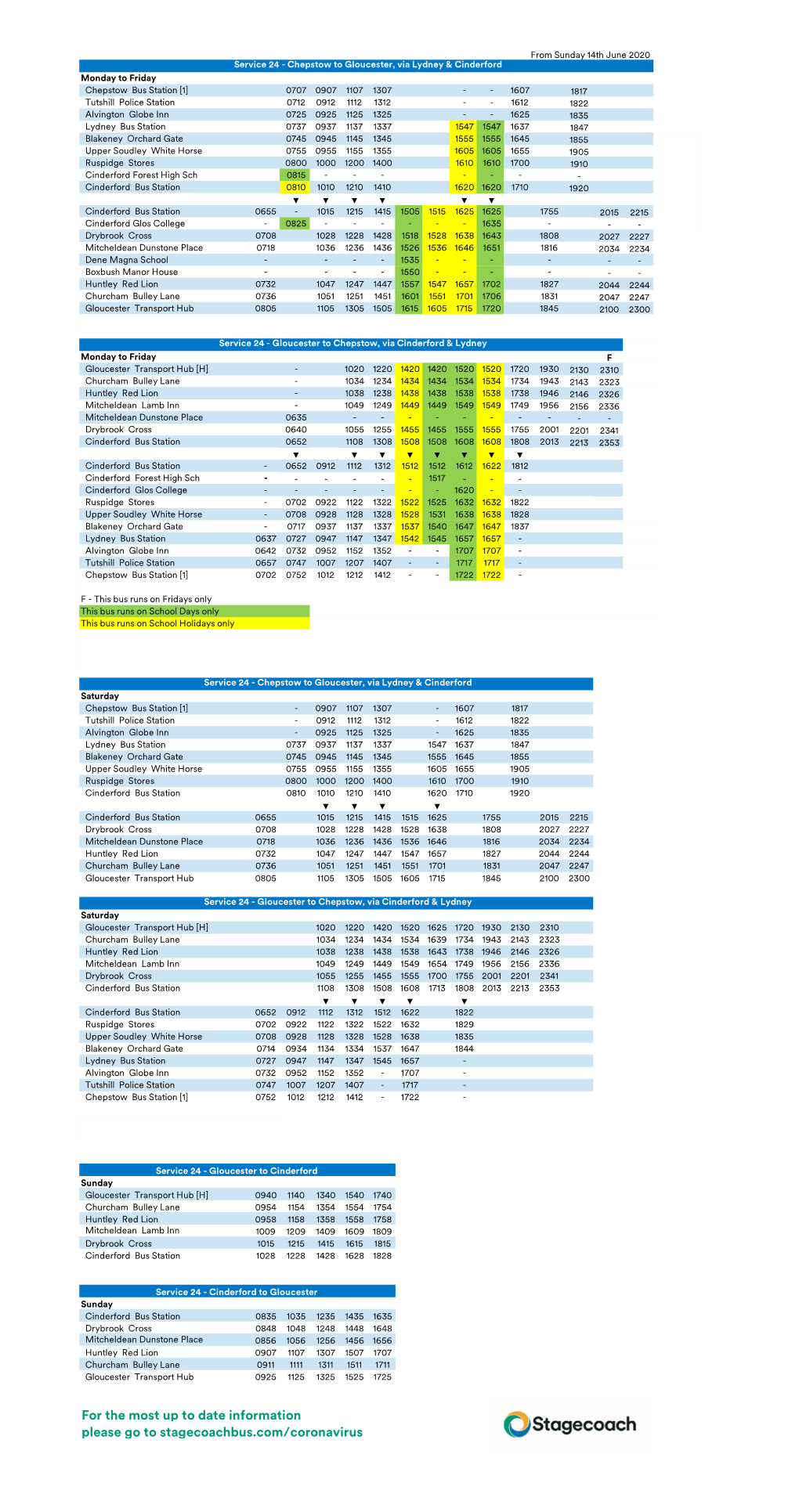 From Sunday 14Th June 2020 Monday to Friday Chepstow Bus Station [1