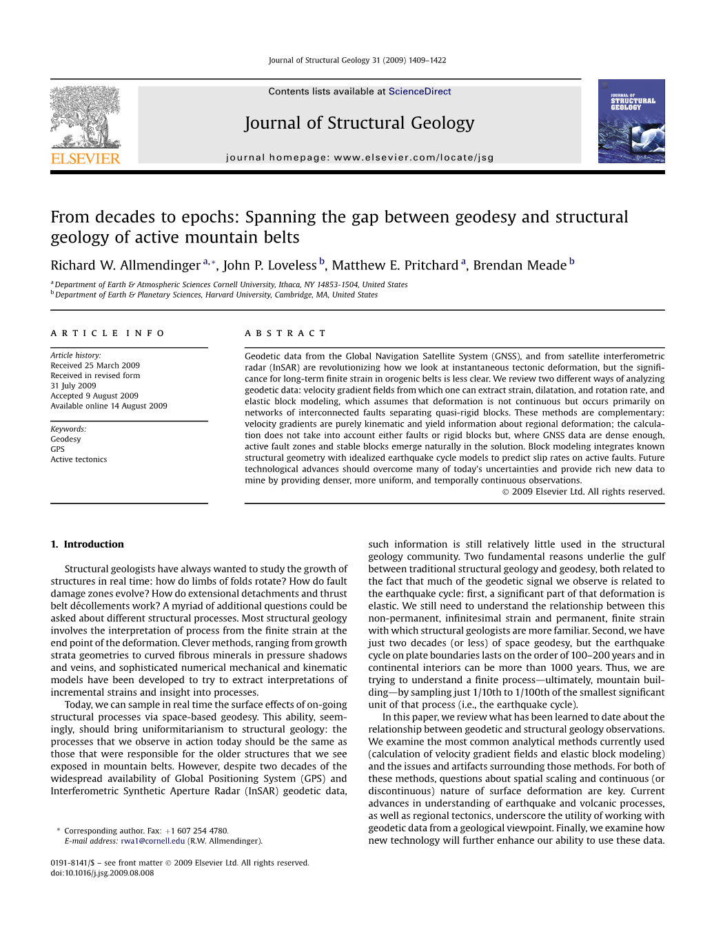 From Decades to Epochs: Spanning the Gap Between Geodesy and Structural Geology of Active Mountain Belts