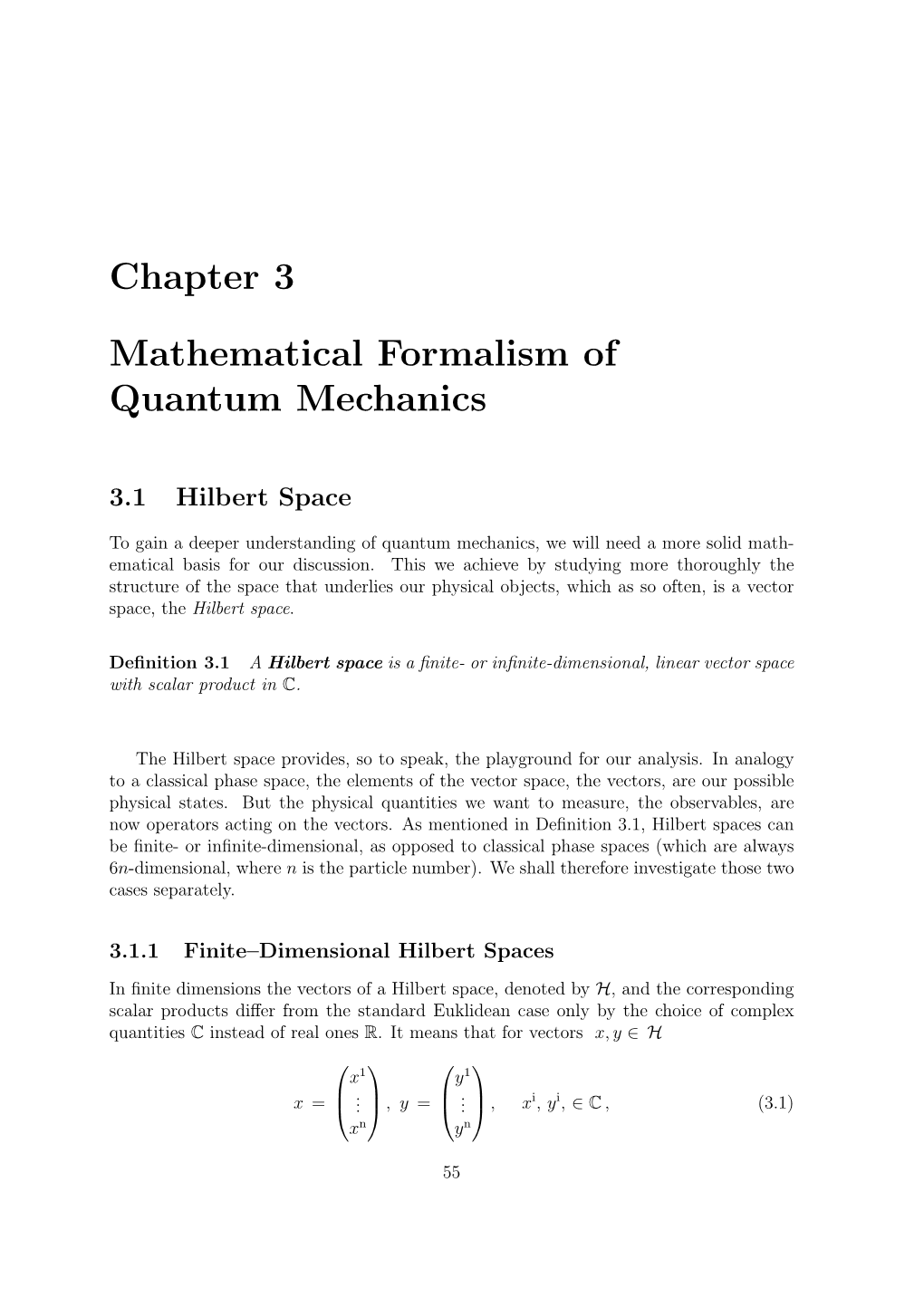 Chapter 3 Mathematical Formalism of Quantum Mechanics