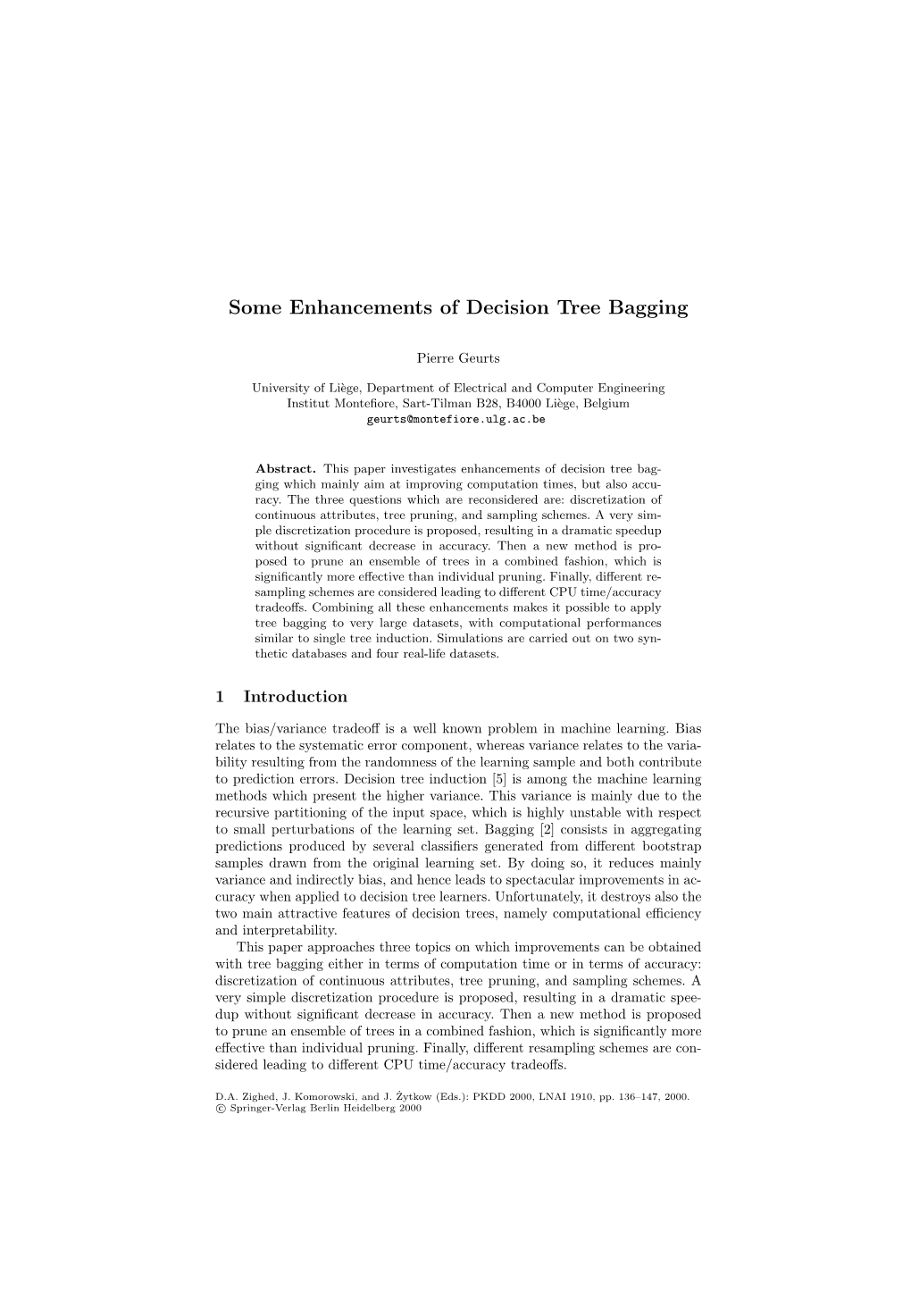 Some Enhancements of Decision Tree Bagging