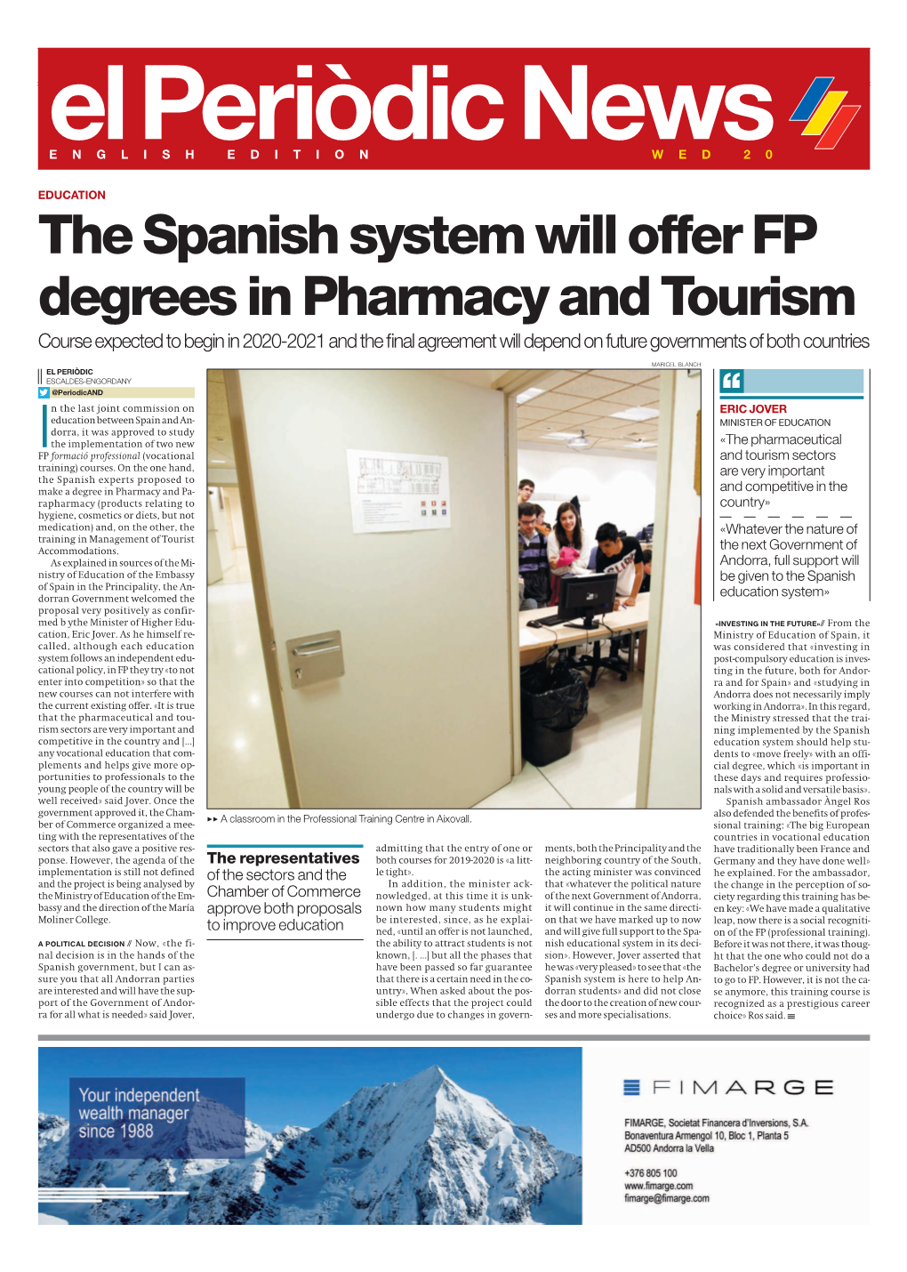 The Spanish System Will Offer FP Degrees in Pharmacy and Tourism