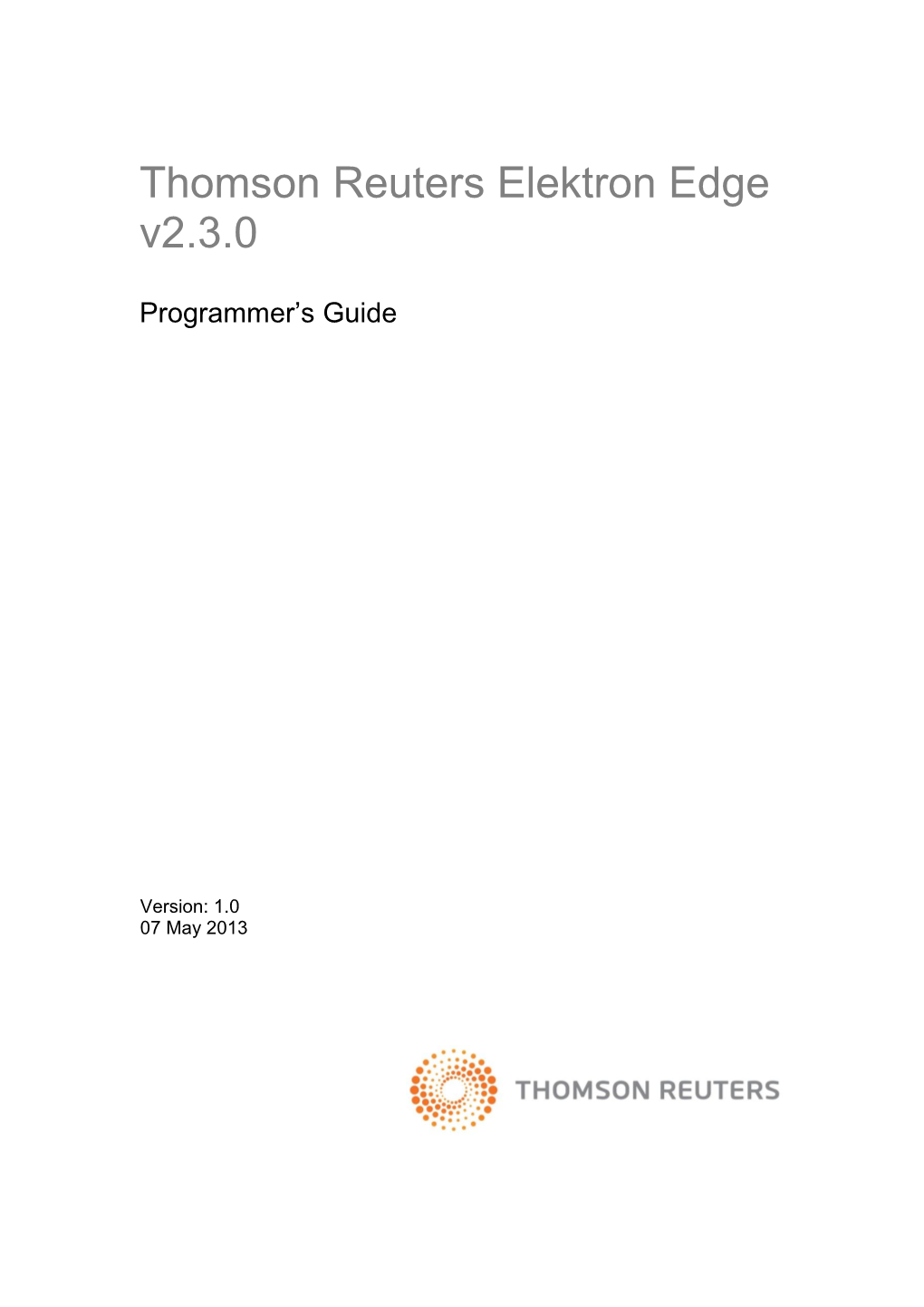 Thomson Reuters Elektron Edge V2.3.0