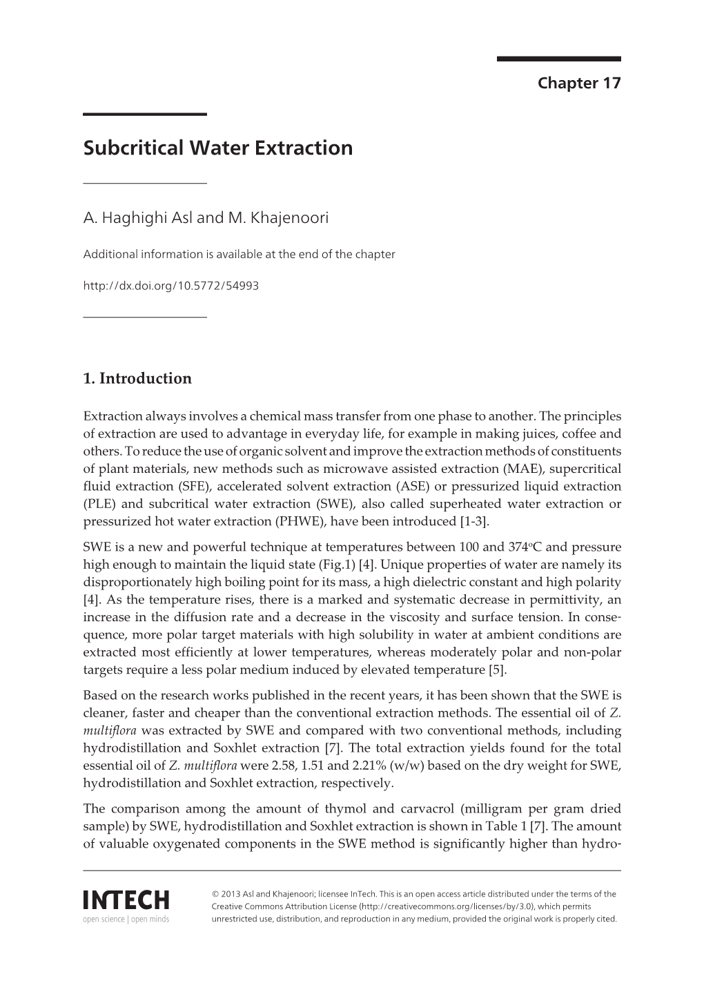 Subcritical Water Extraction