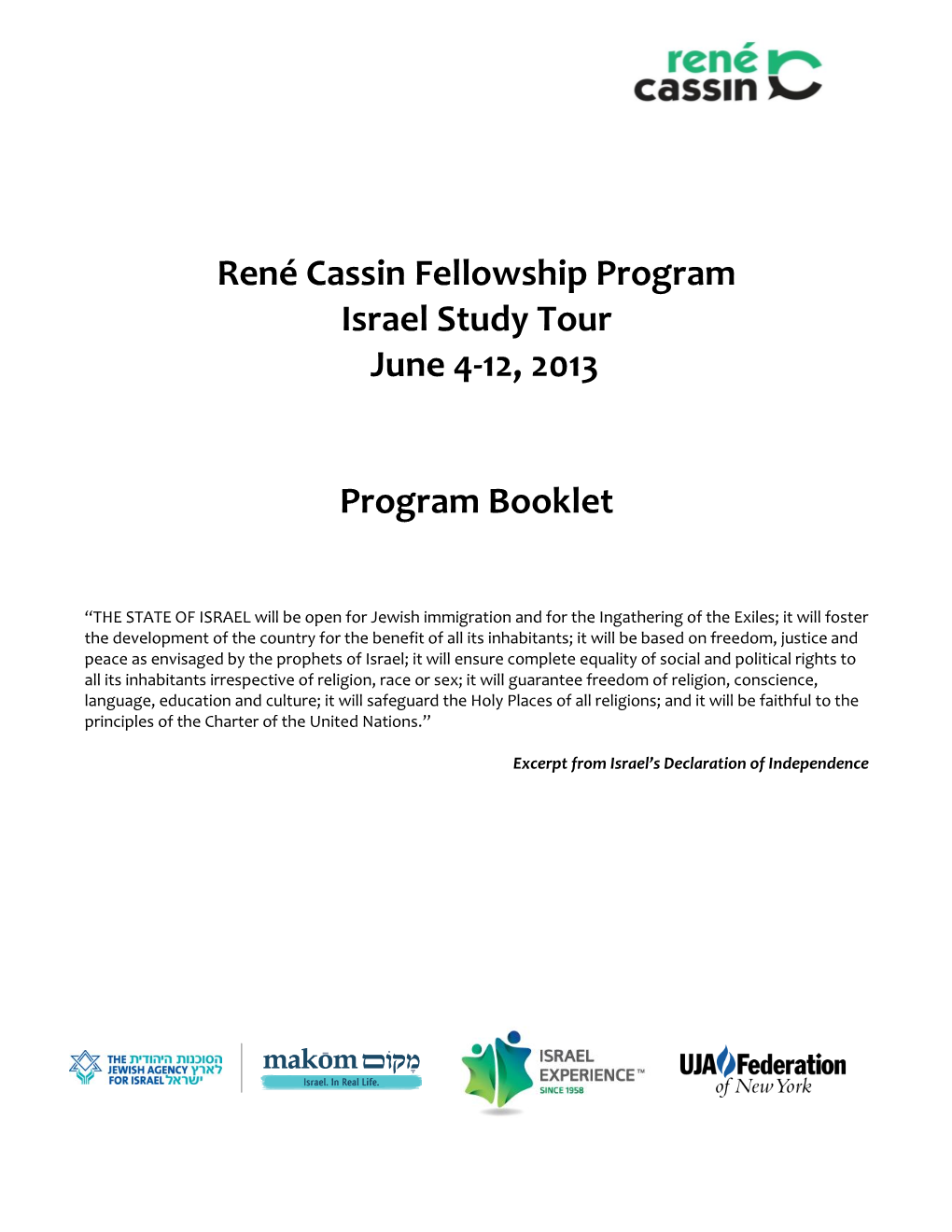 Rene Cassin Fellowship Program Rene Cassin RCFP Israel Hub