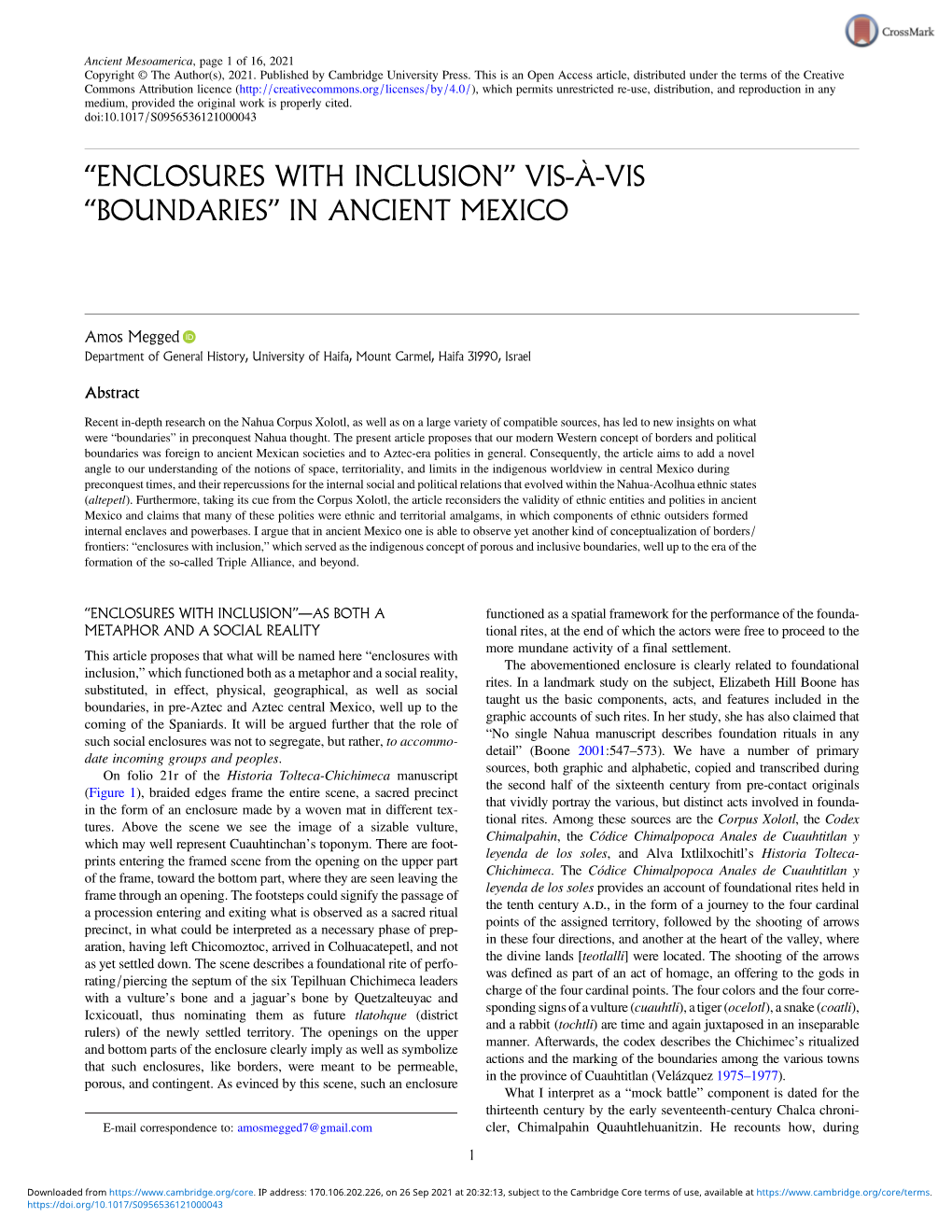 “Enclosures with Inclusion” Vis-À-Vis “Boundaries” in Ancient Mexico