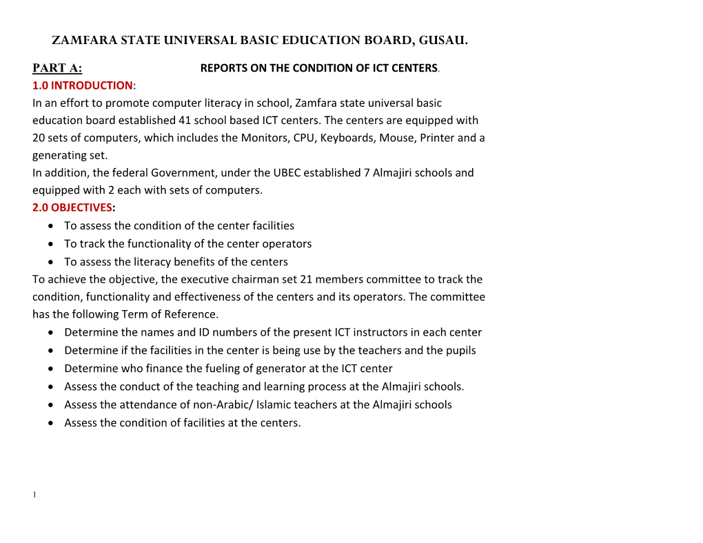 Zamfara State Universal Basic Education Board, Gusau