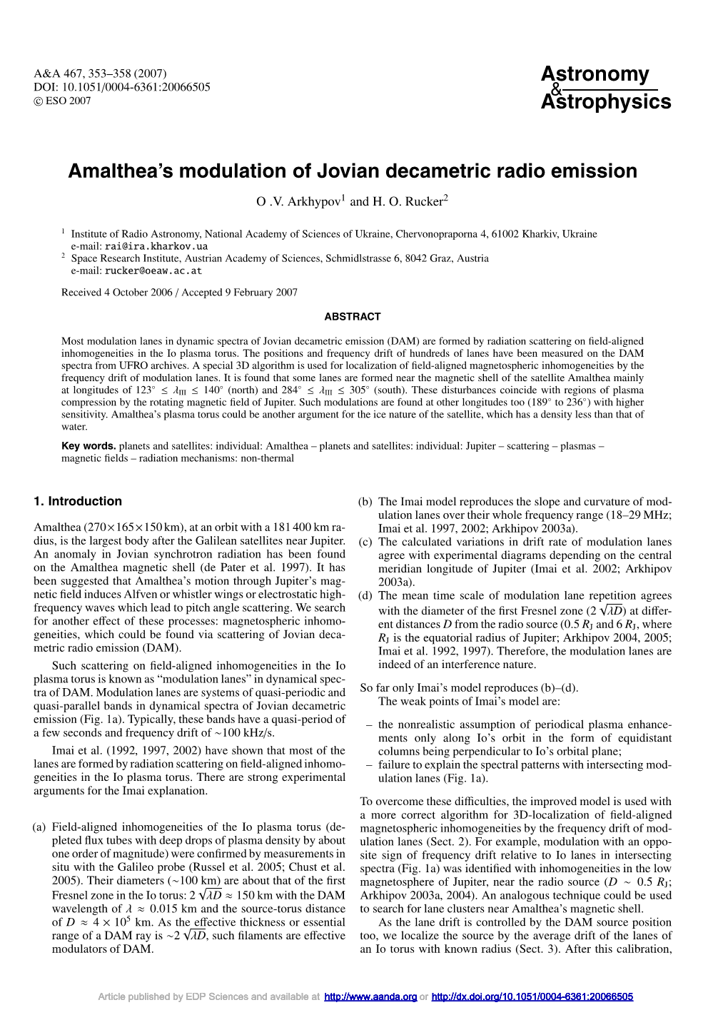 Amalthea\'S Modulation of Jovian Decametric Radio Emission