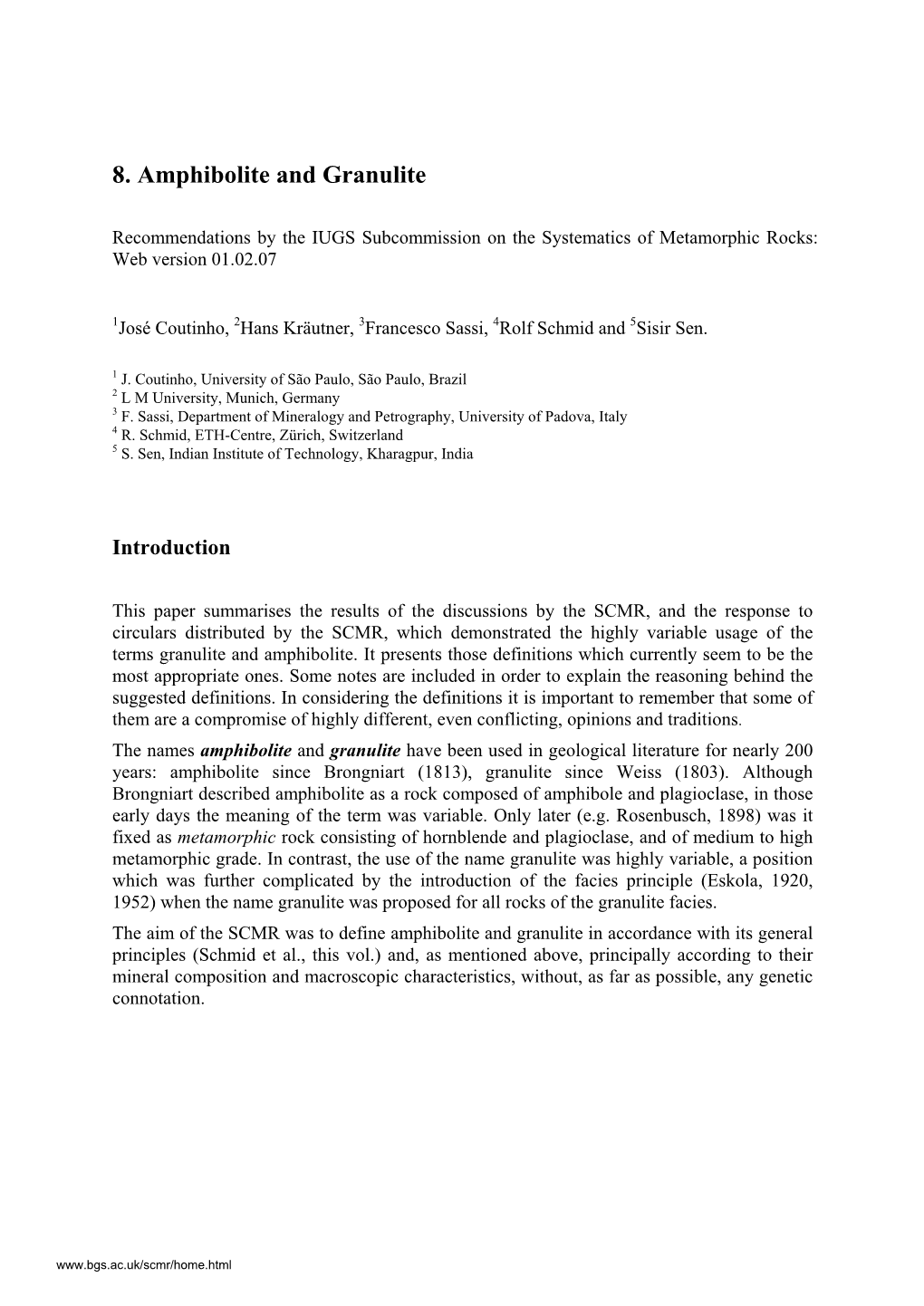 Towards a Unified Nomenclature in Metamorphic Petrology