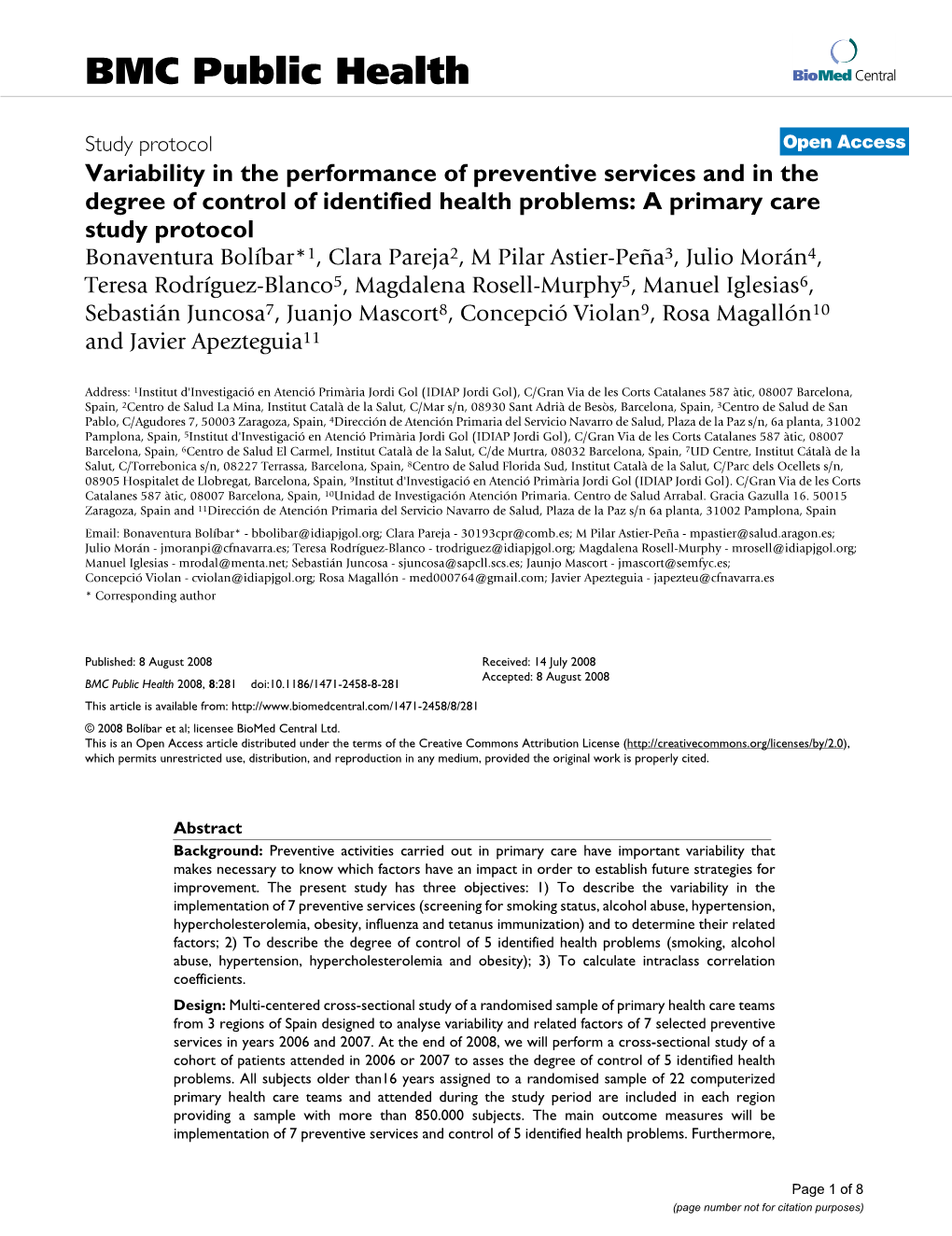 Variability in the Performance of Preventive Services and in The