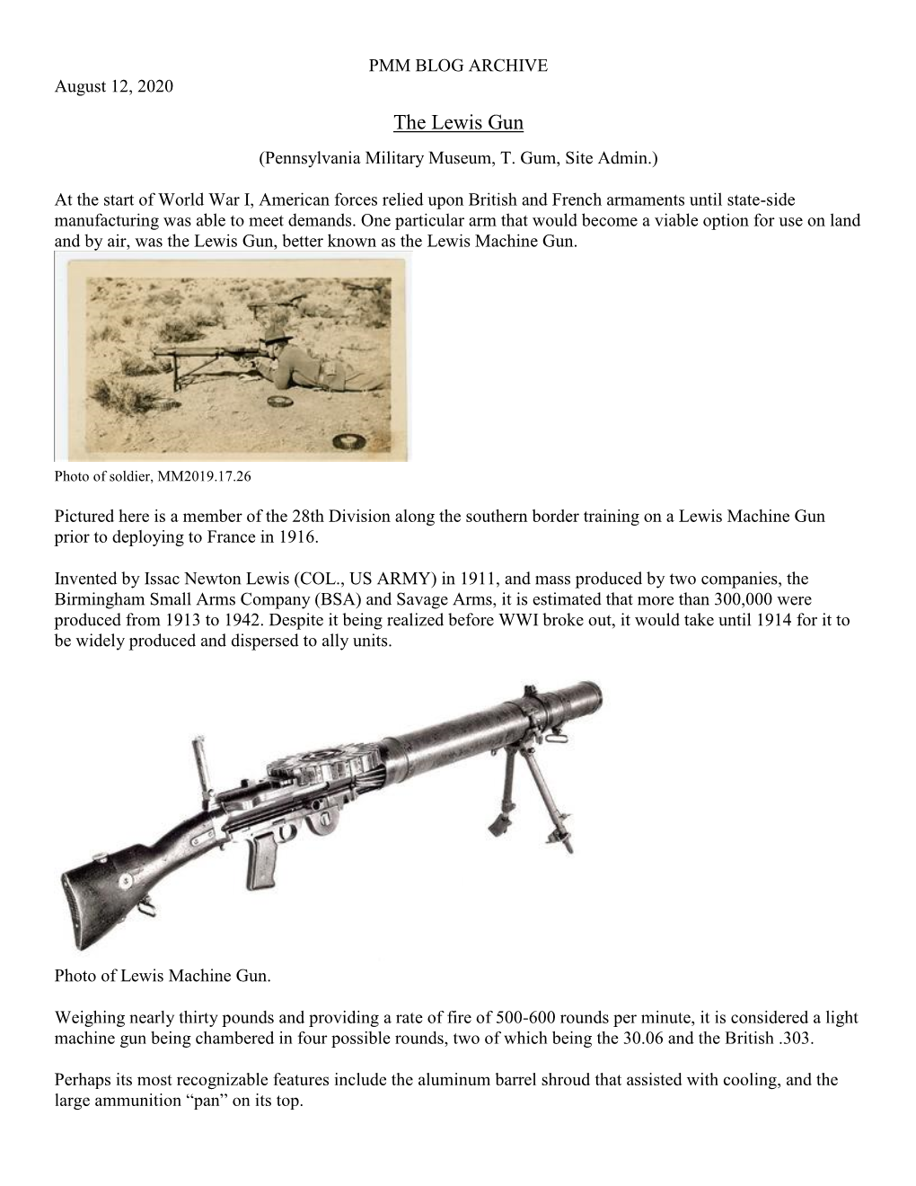 The Lewis Gun (Pennsylvania Military Museum, T