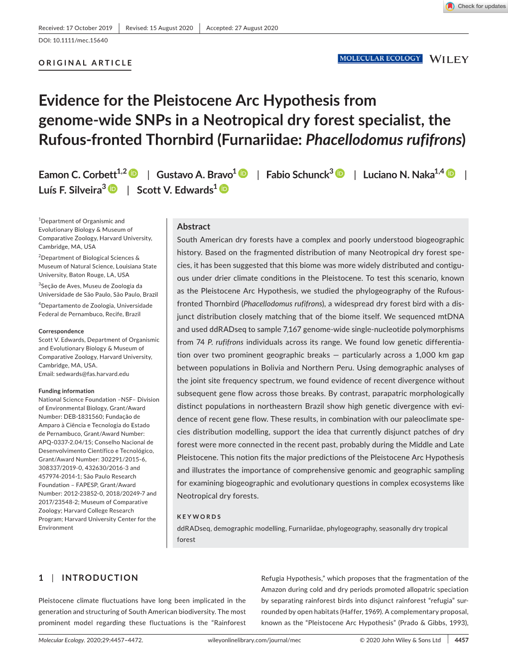 Evidence for the Pleistocene Arc Hypothesis from Genome‐Wide